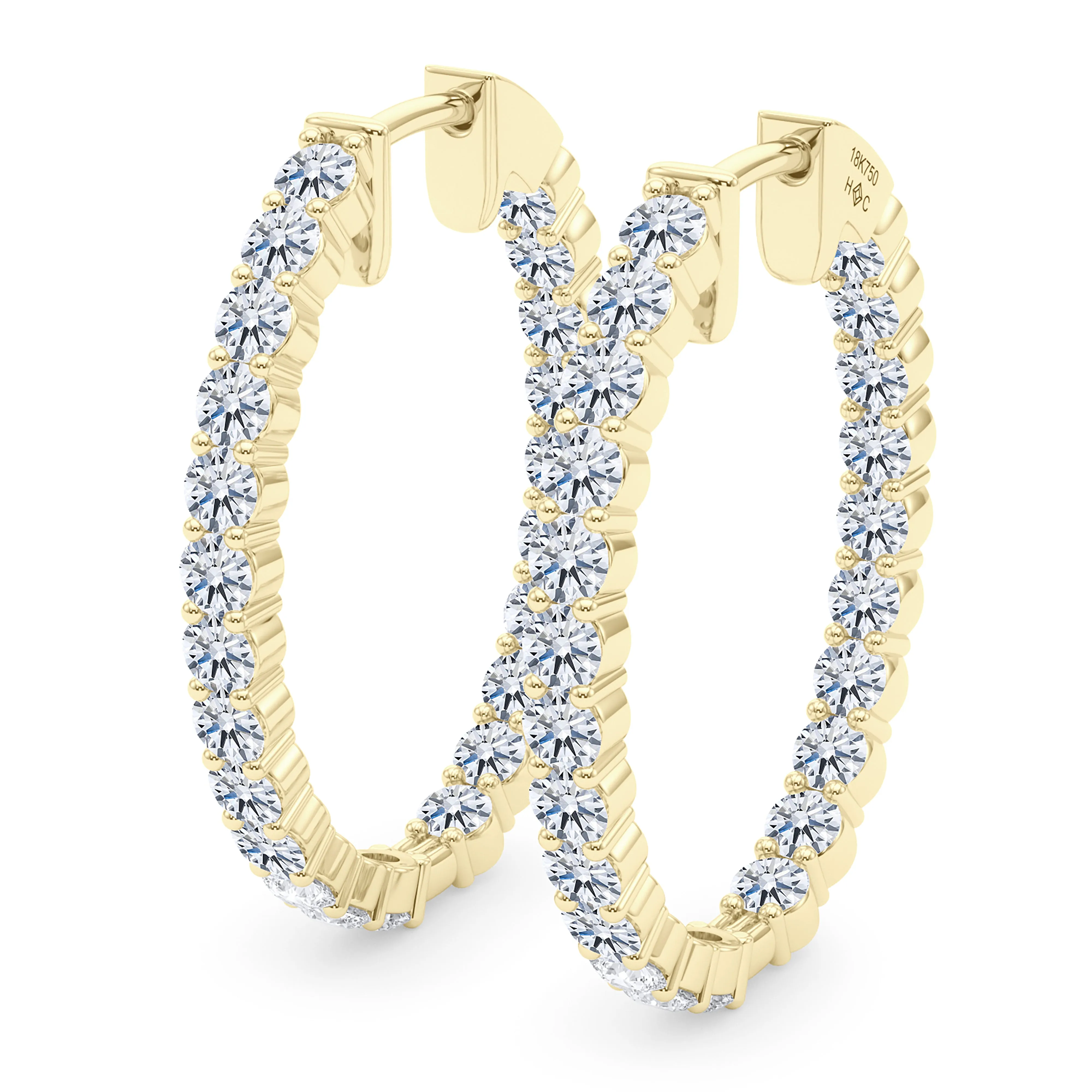 Oval Shape Diamond & Birthstone Inside Out Hoops