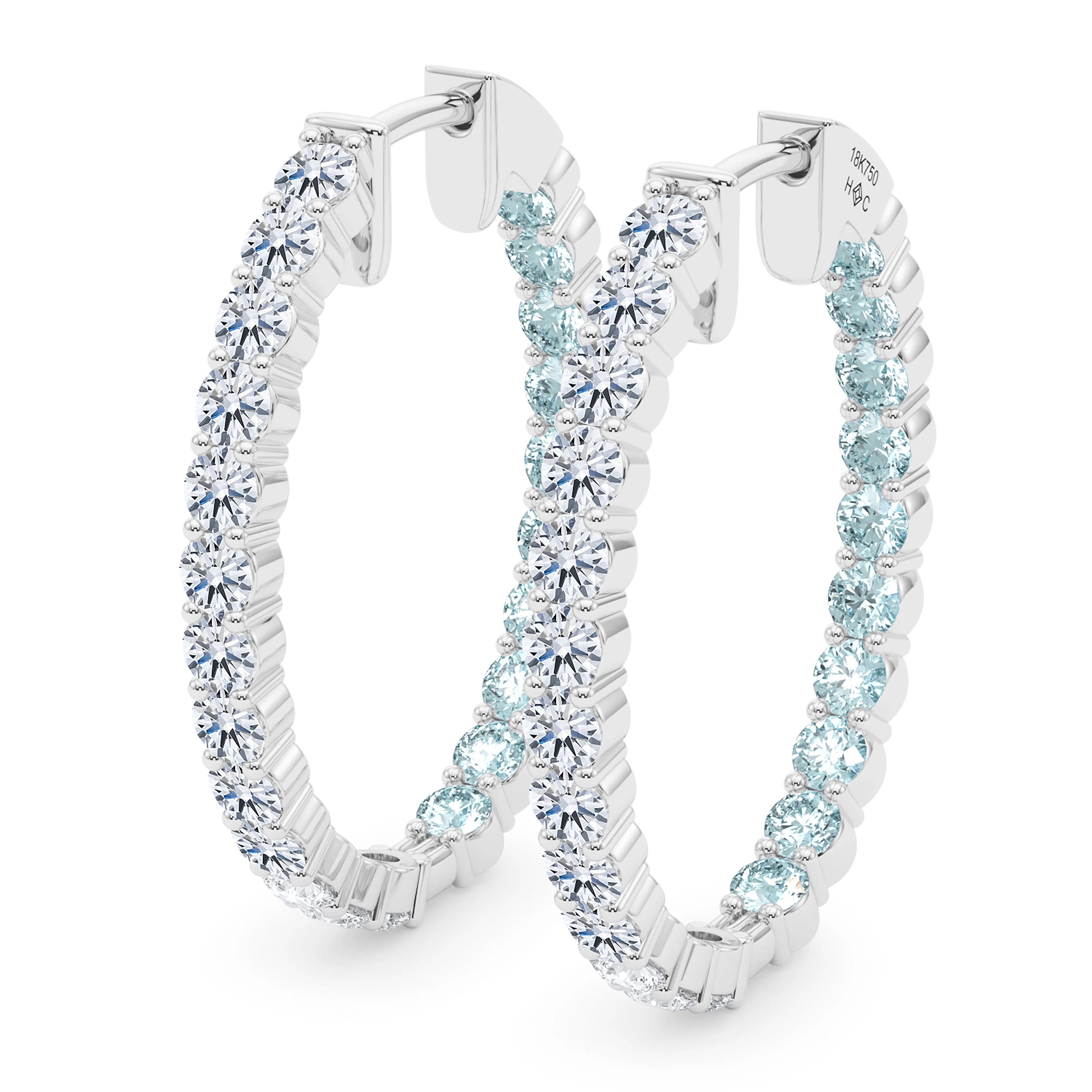 Oval Shape Diamond & Birthstone Inside Out Hoops