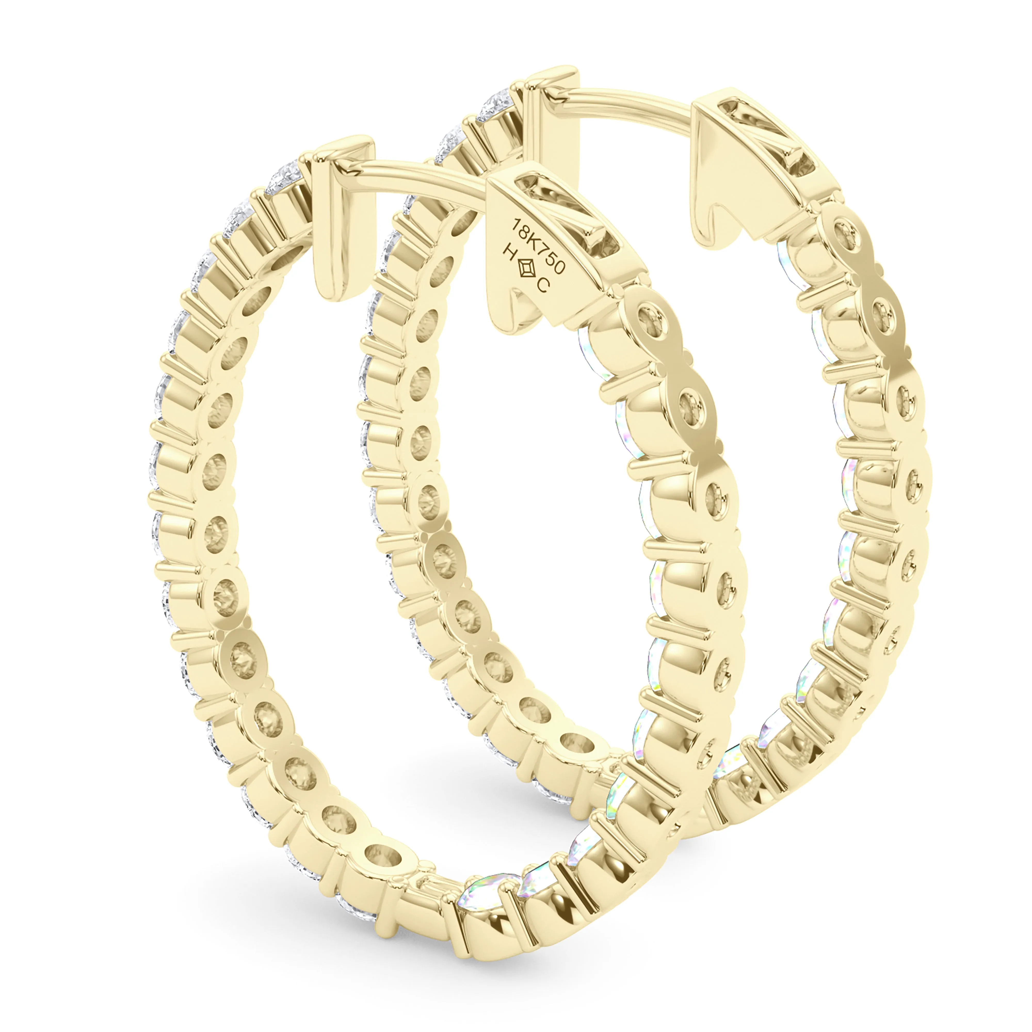 Oval Shape Diamond & Birthstone Inside Out Hoops