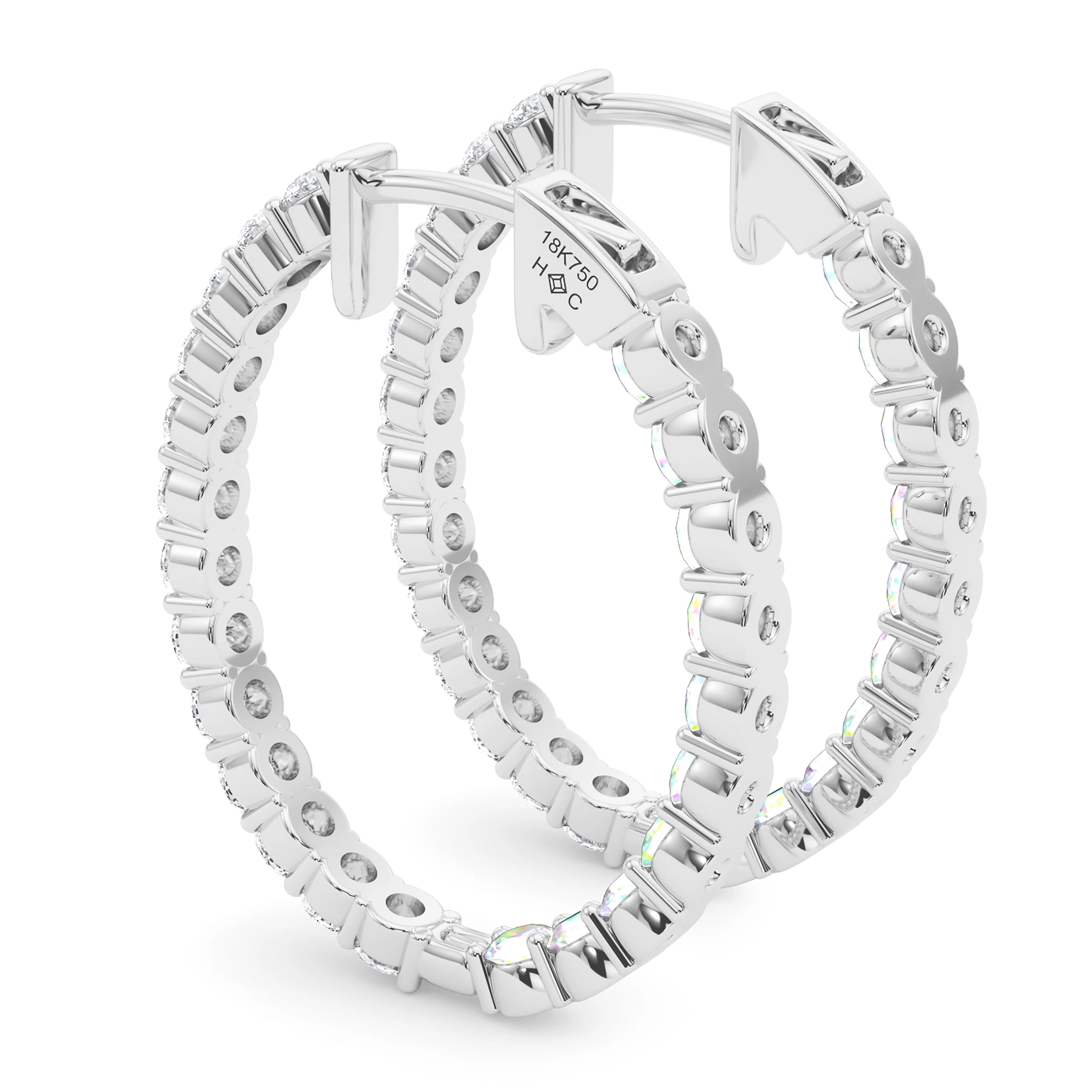 Oval Shape Diamond & Birthstone Inside Out Hoops