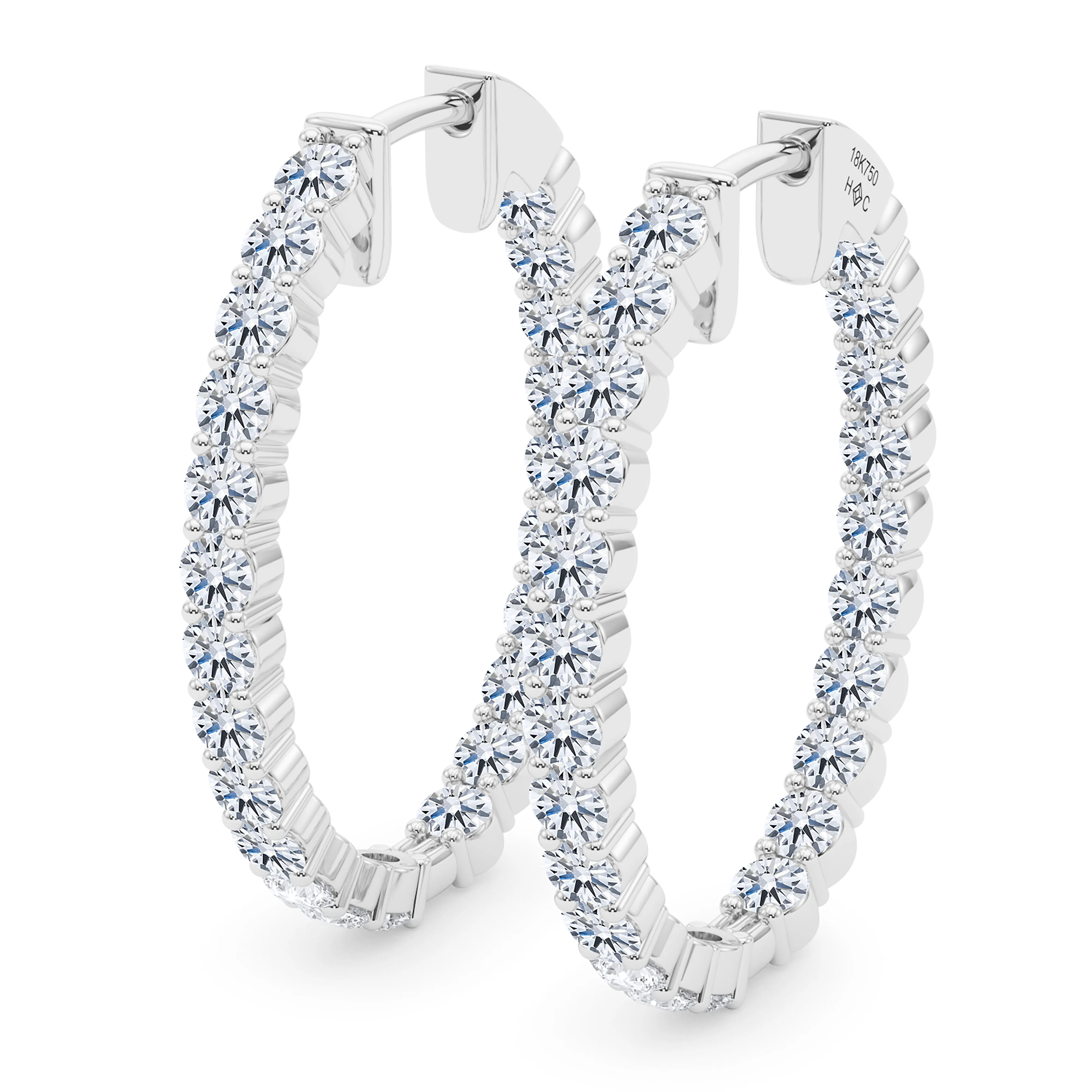 Oval Shape Diamond & Birthstone Inside Out Hoops