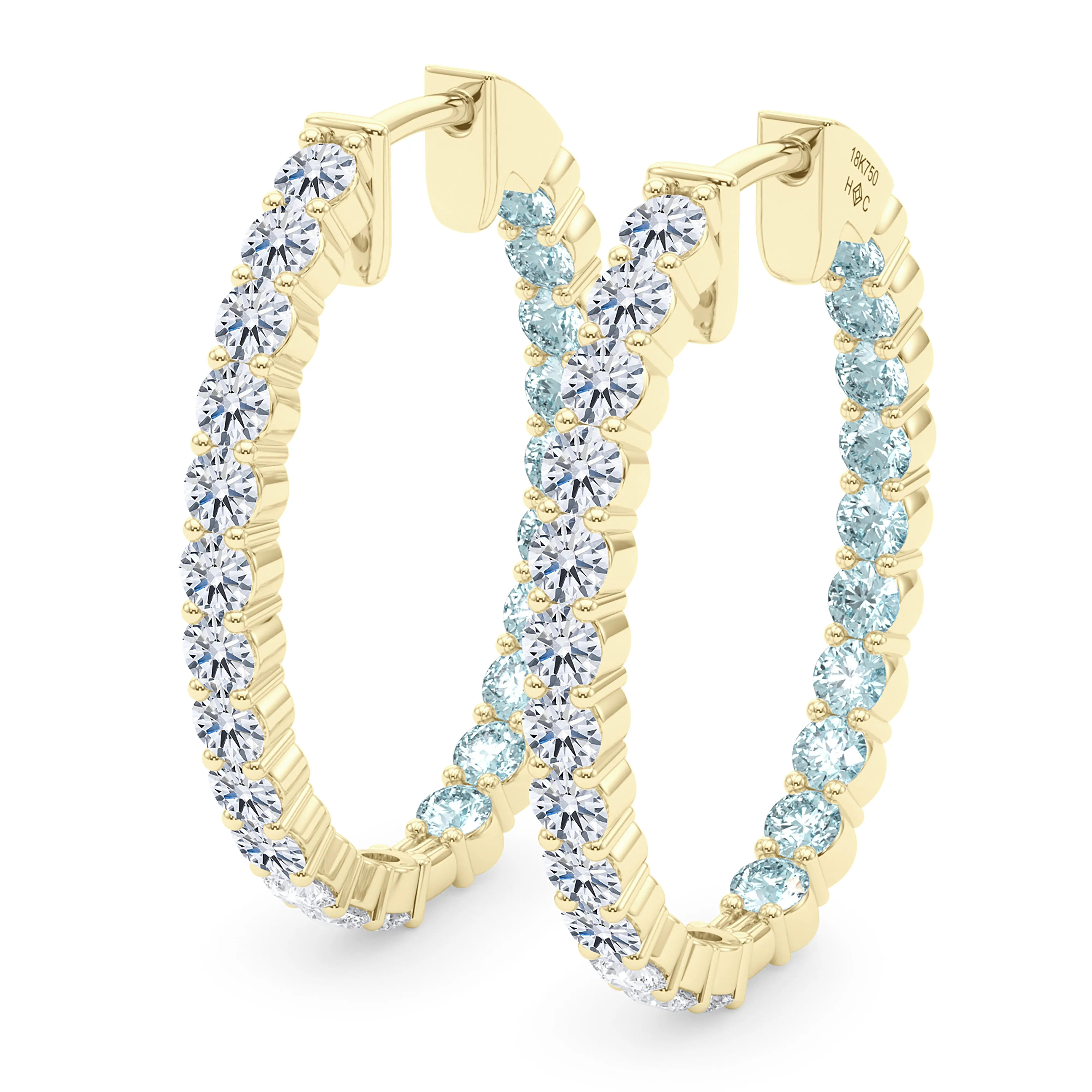 Oval Shape Diamond & Birthstone Inside Out Hoops