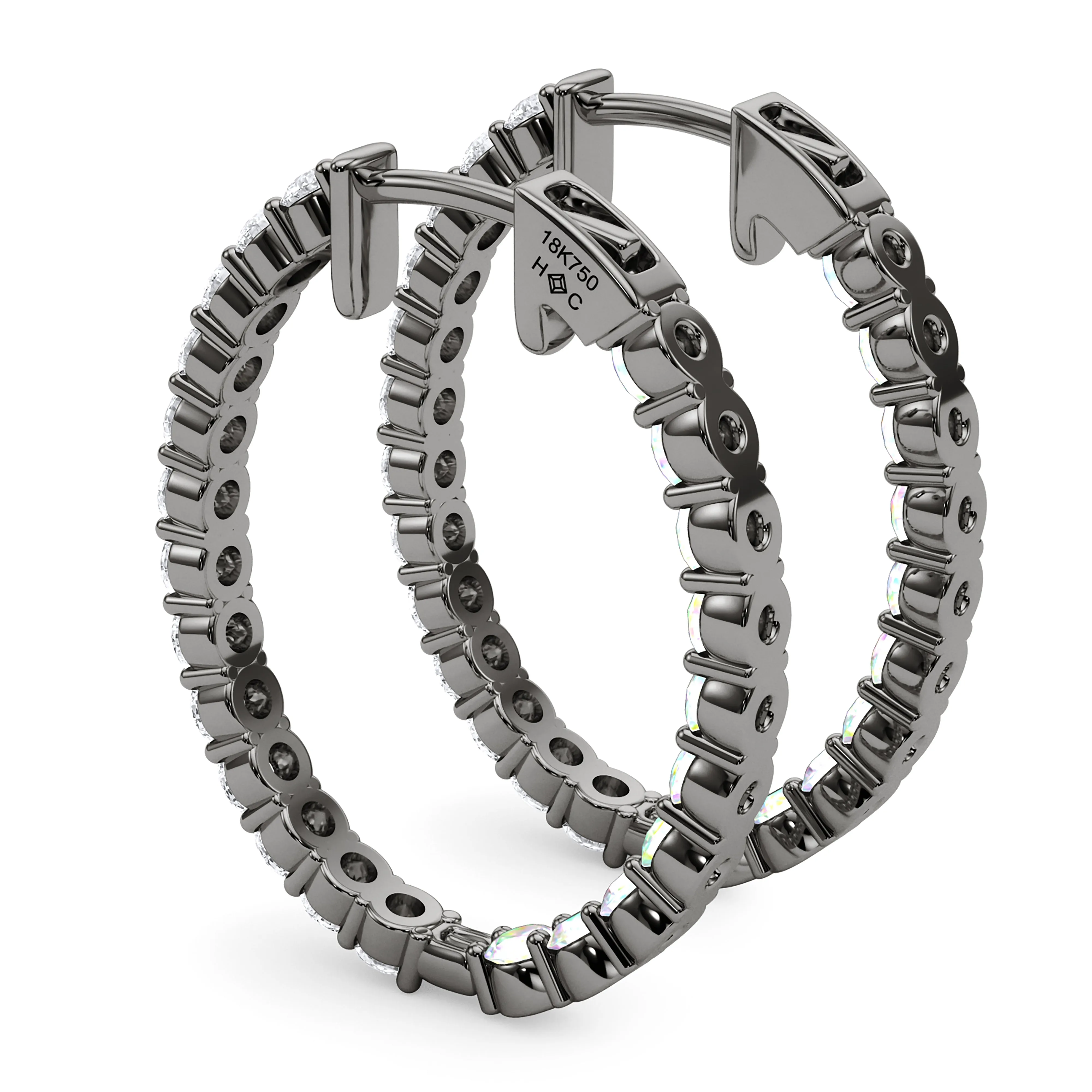 Oval Shape Diamond & Birthstone Inside Out Hoops