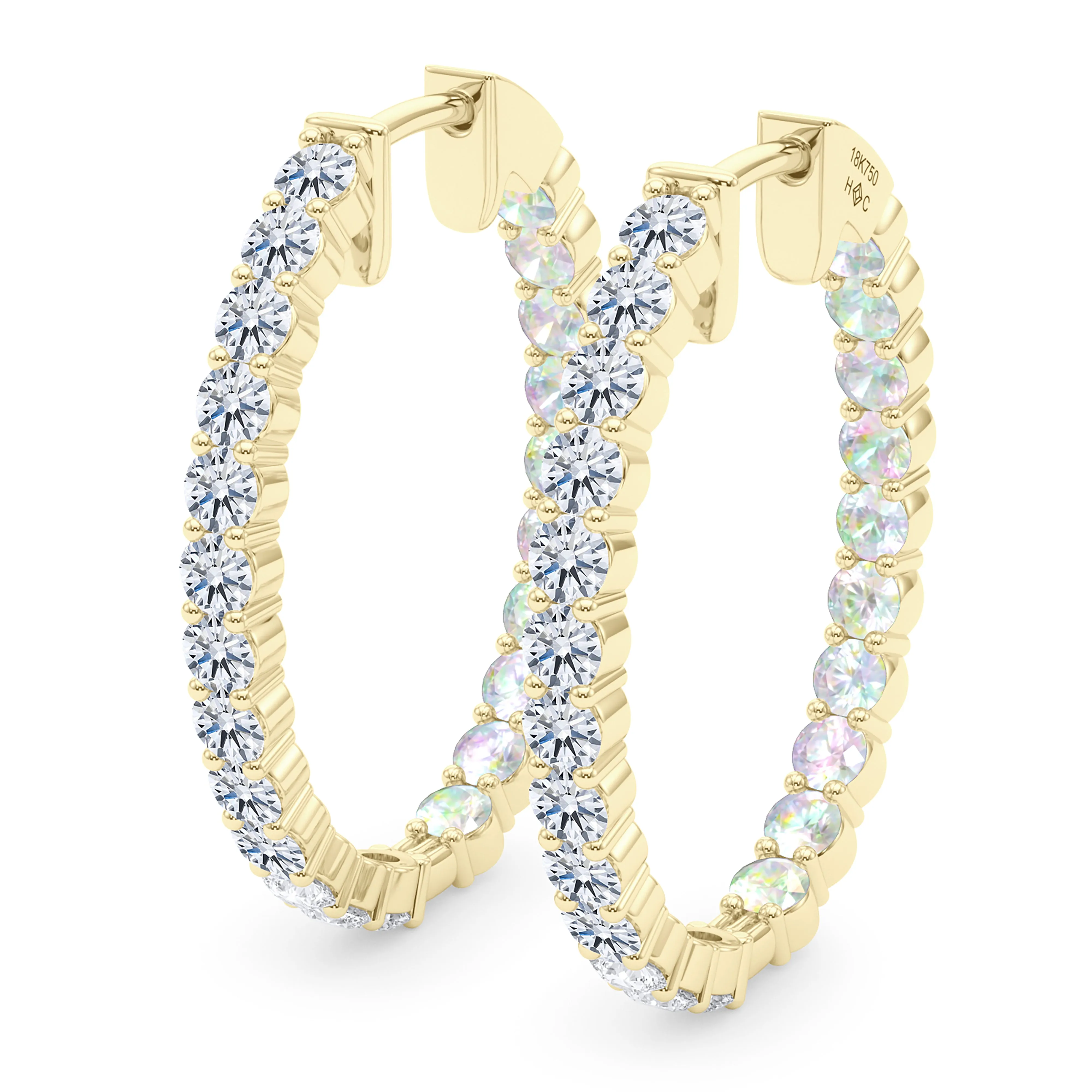 Oval Shape Diamond & Birthstone Inside Out Hoops