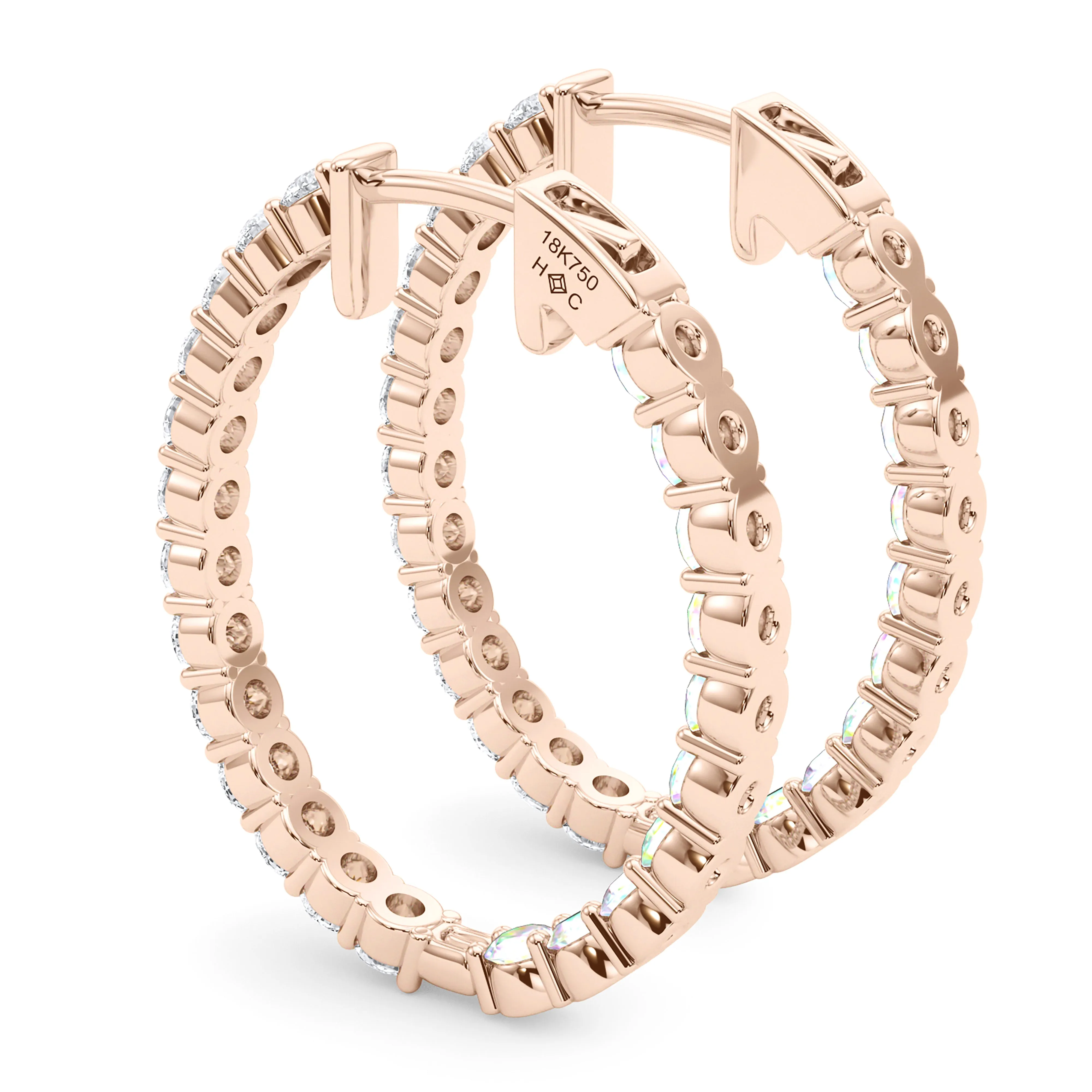 Oval Shape Diamond & Birthstone Inside Out Hoops