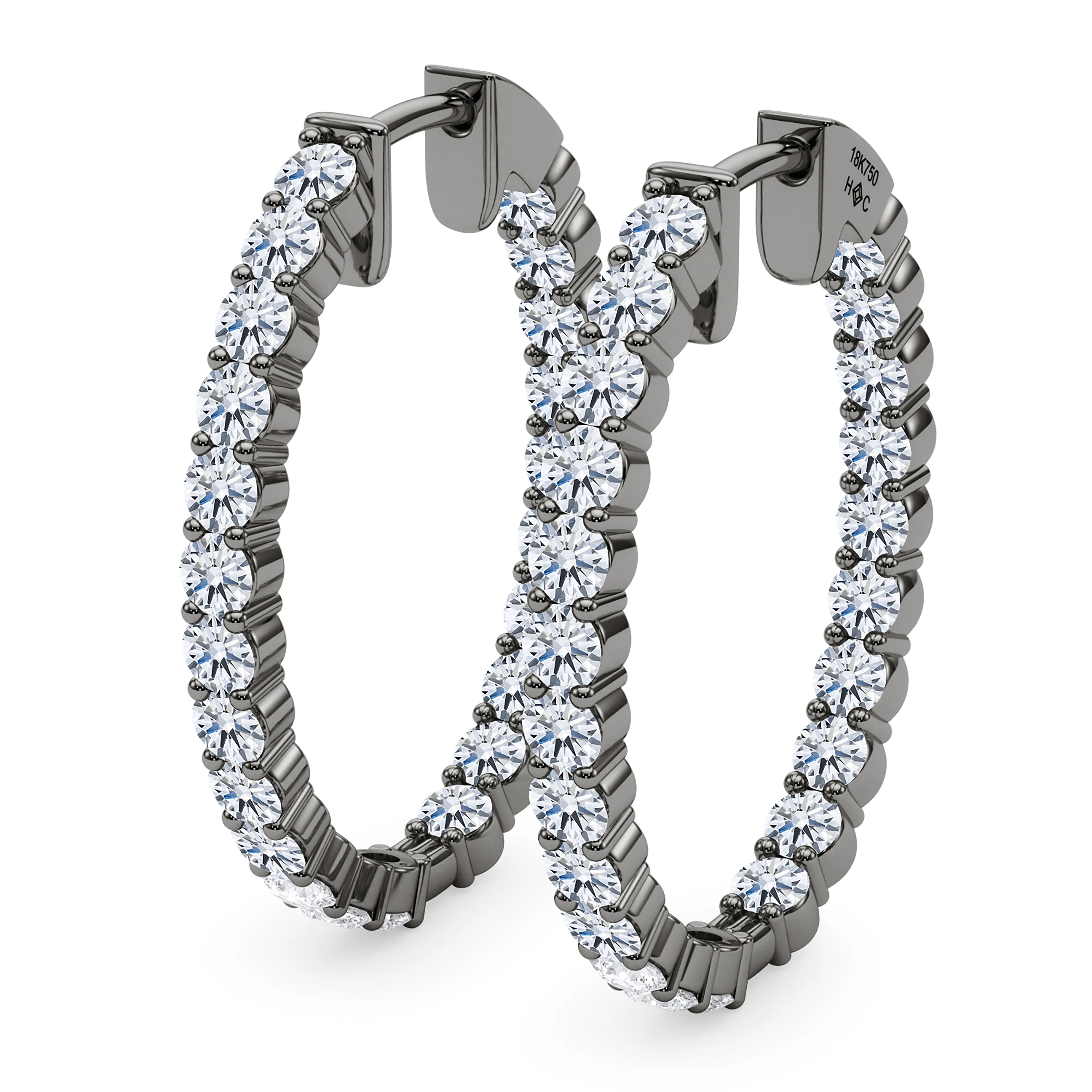 Oval Shape Diamond & Birthstone Inside Out Hoops