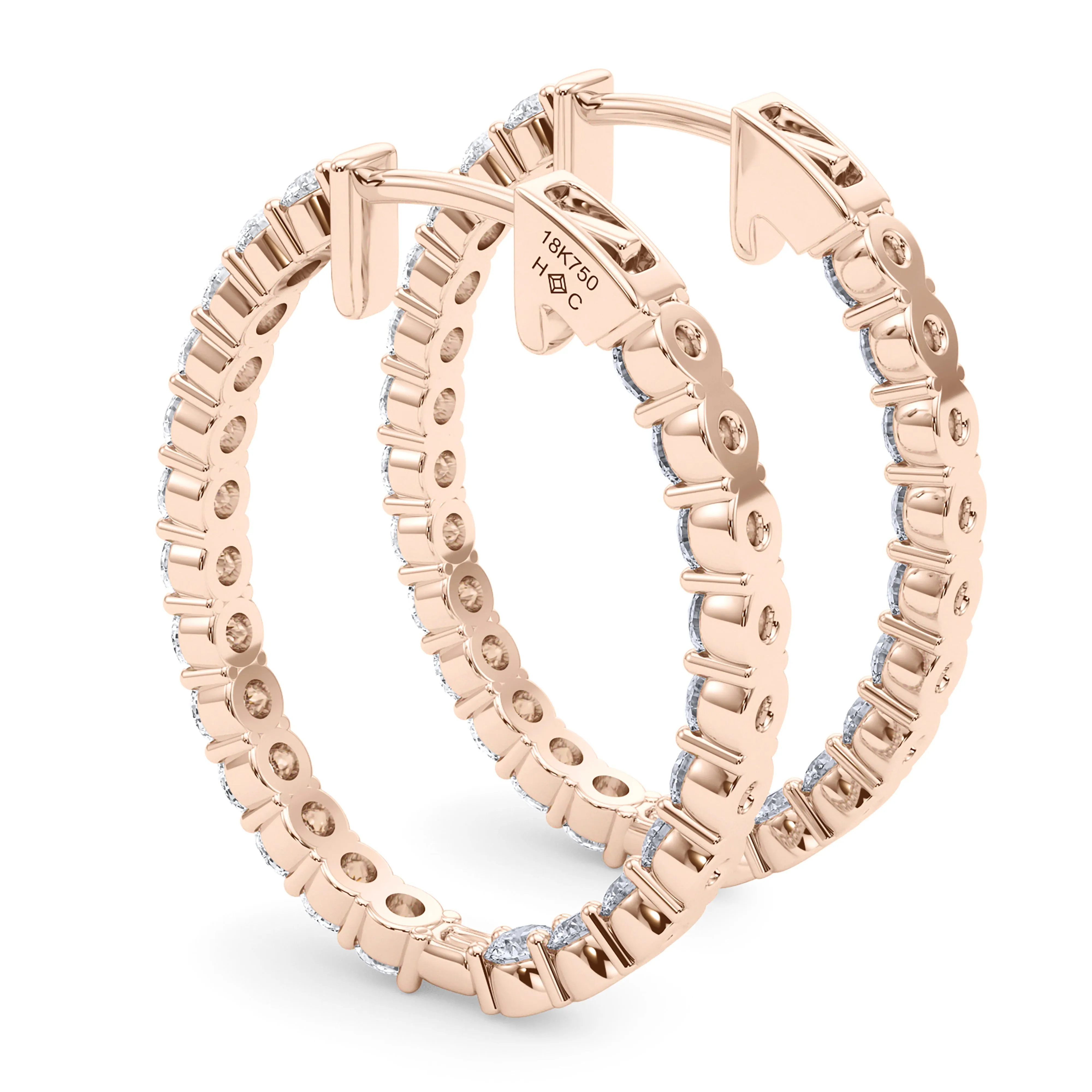Oval Shape Diamond & Birthstone Inside Out Hoops