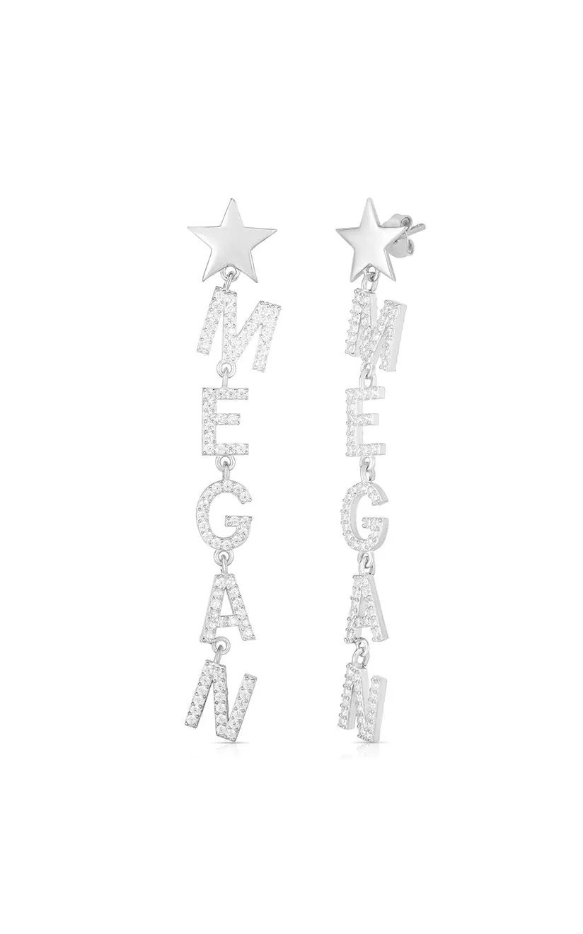 Pavé Block Name Drop Stud Earring