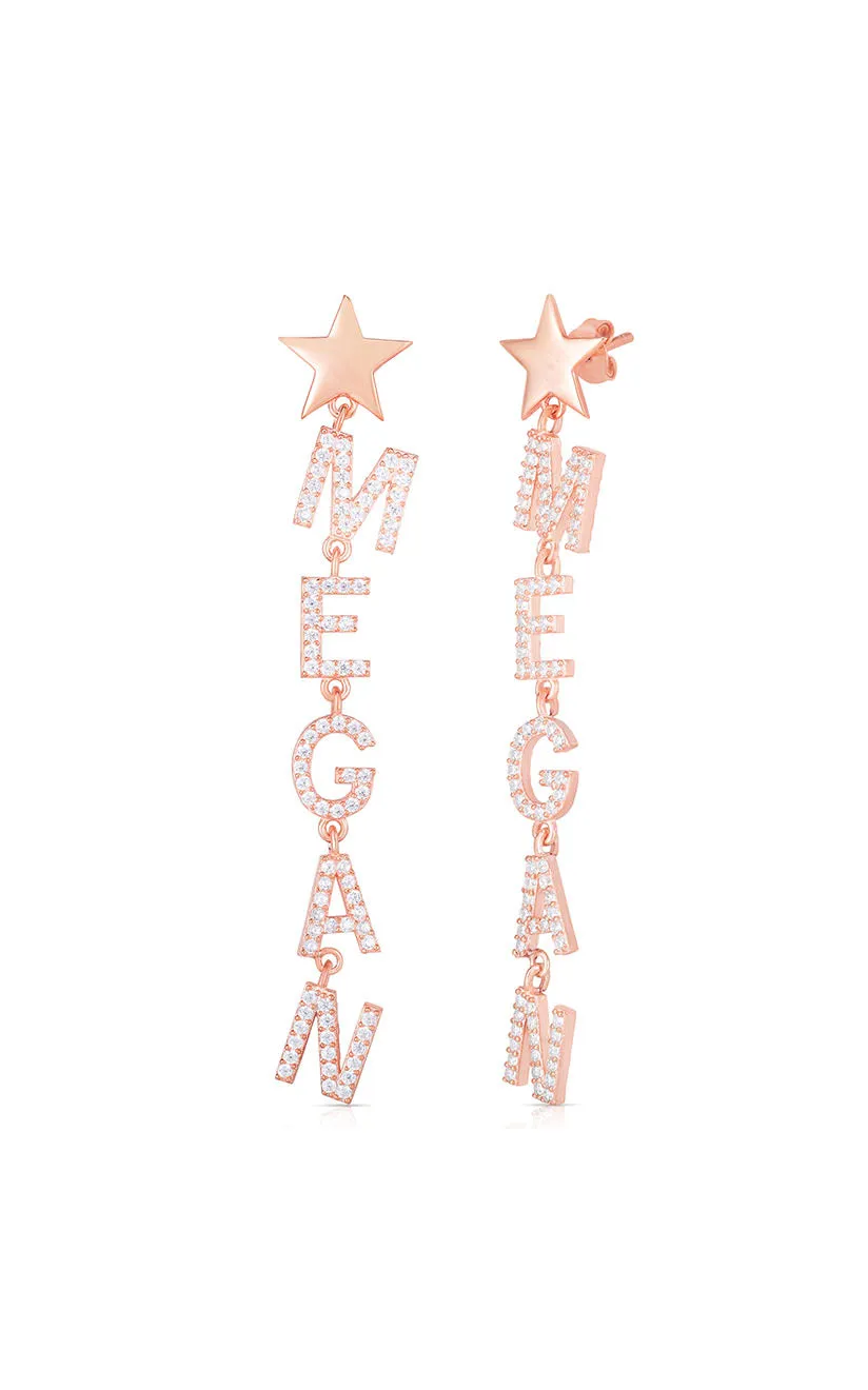 Pavé Block Name Drop Stud Earring