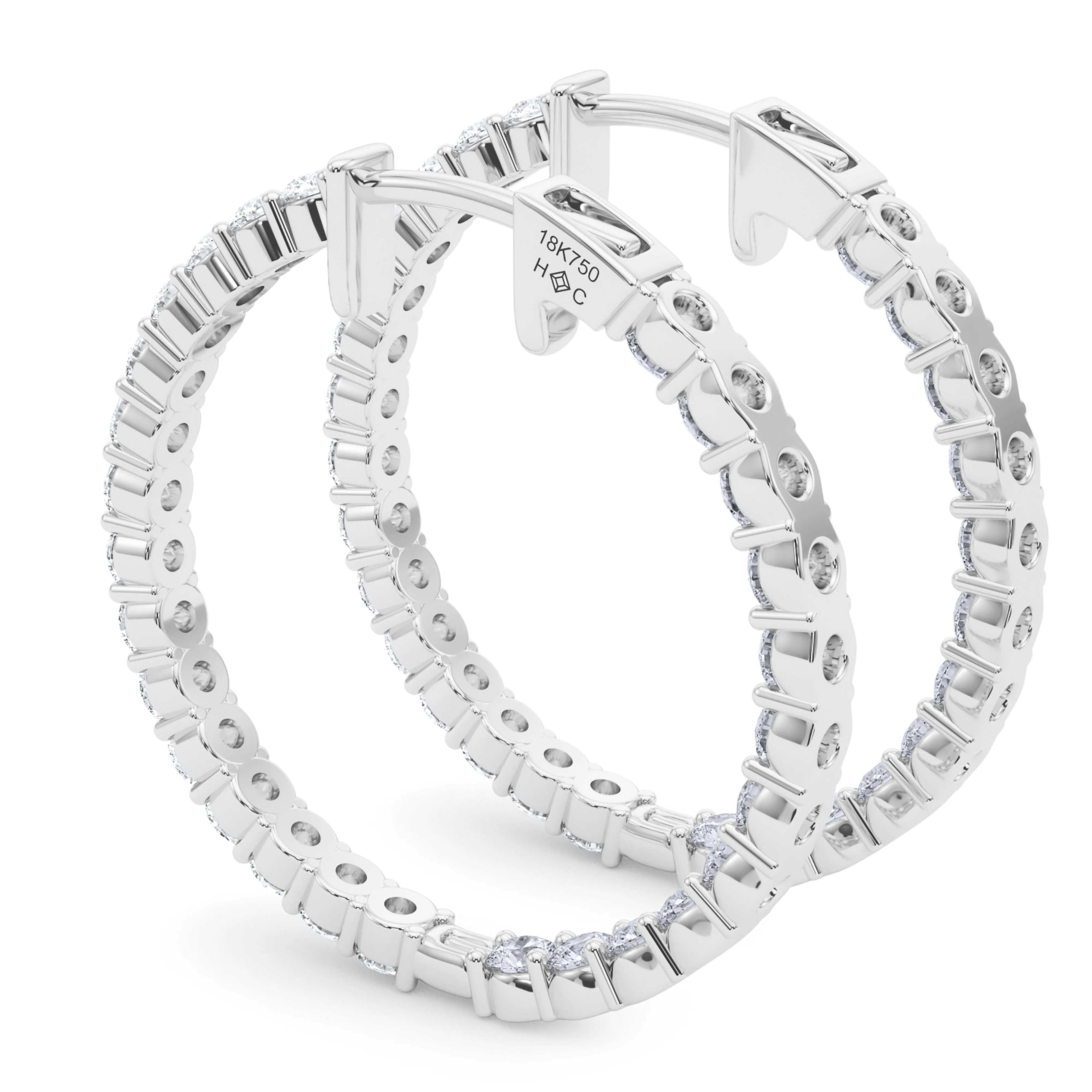 Round Shape Diamond & Birthstone Inside Out Hoops