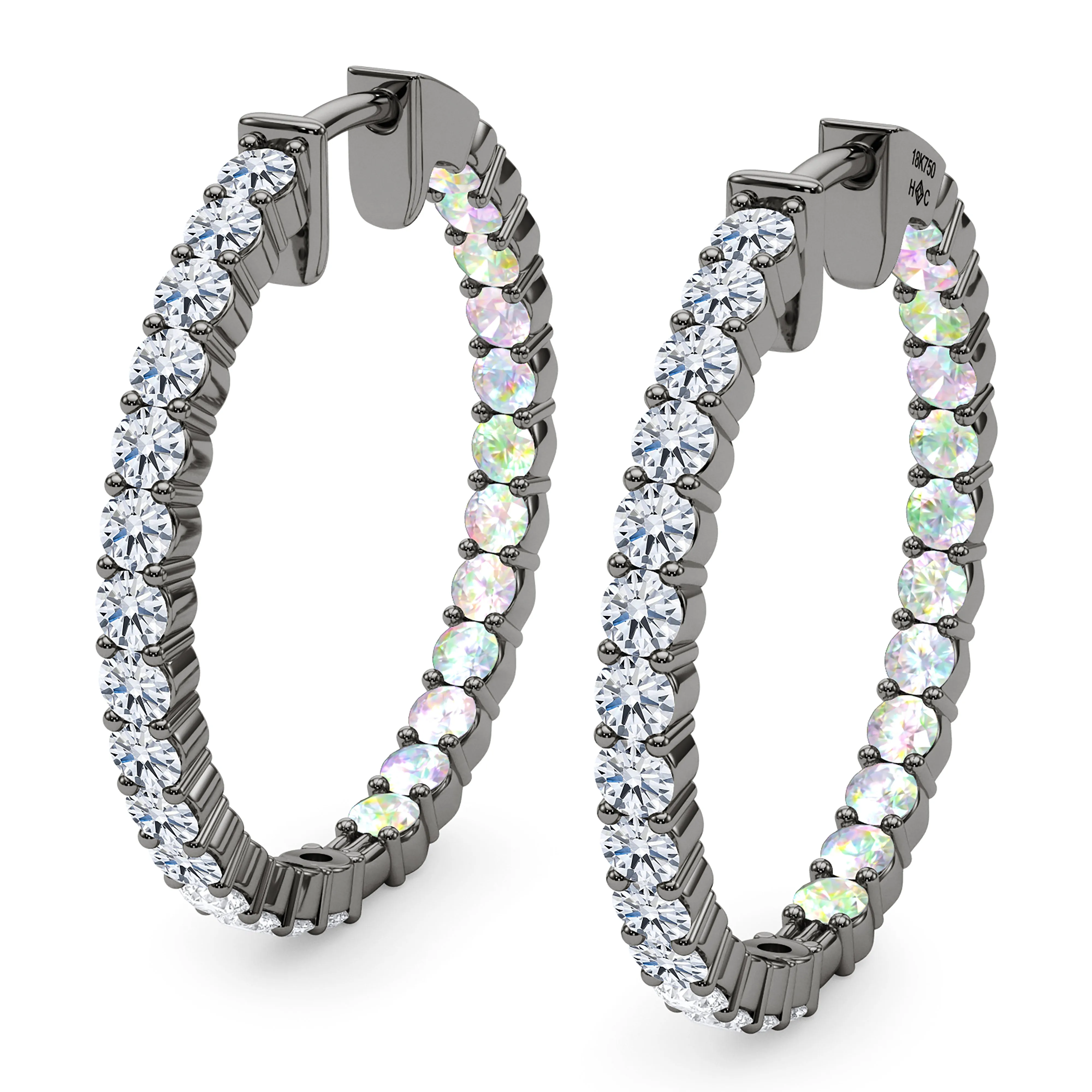 Round Shape Diamond & Birthstone Inside Out Hoops