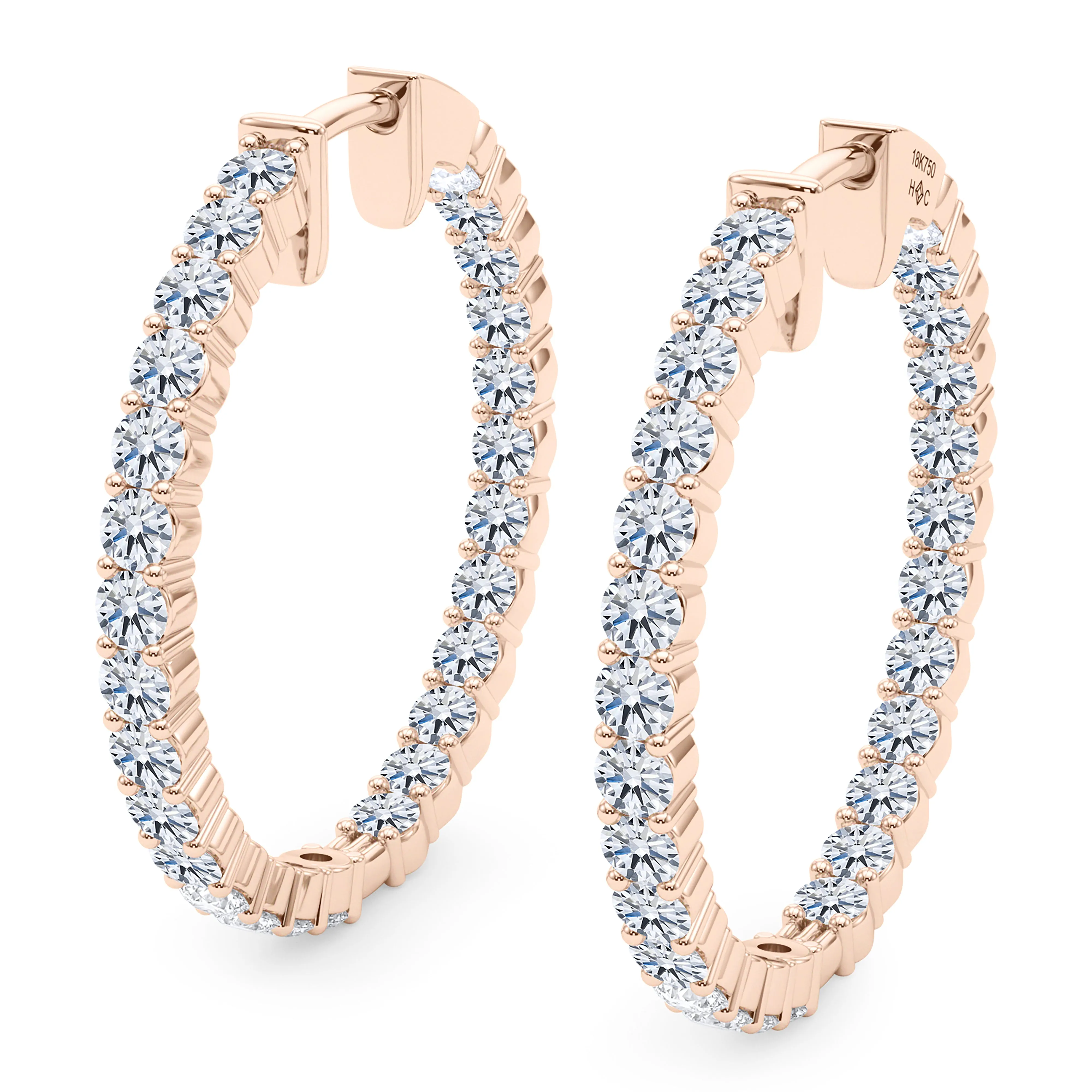 Round Shape Diamond & Birthstone Inside Out Hoops