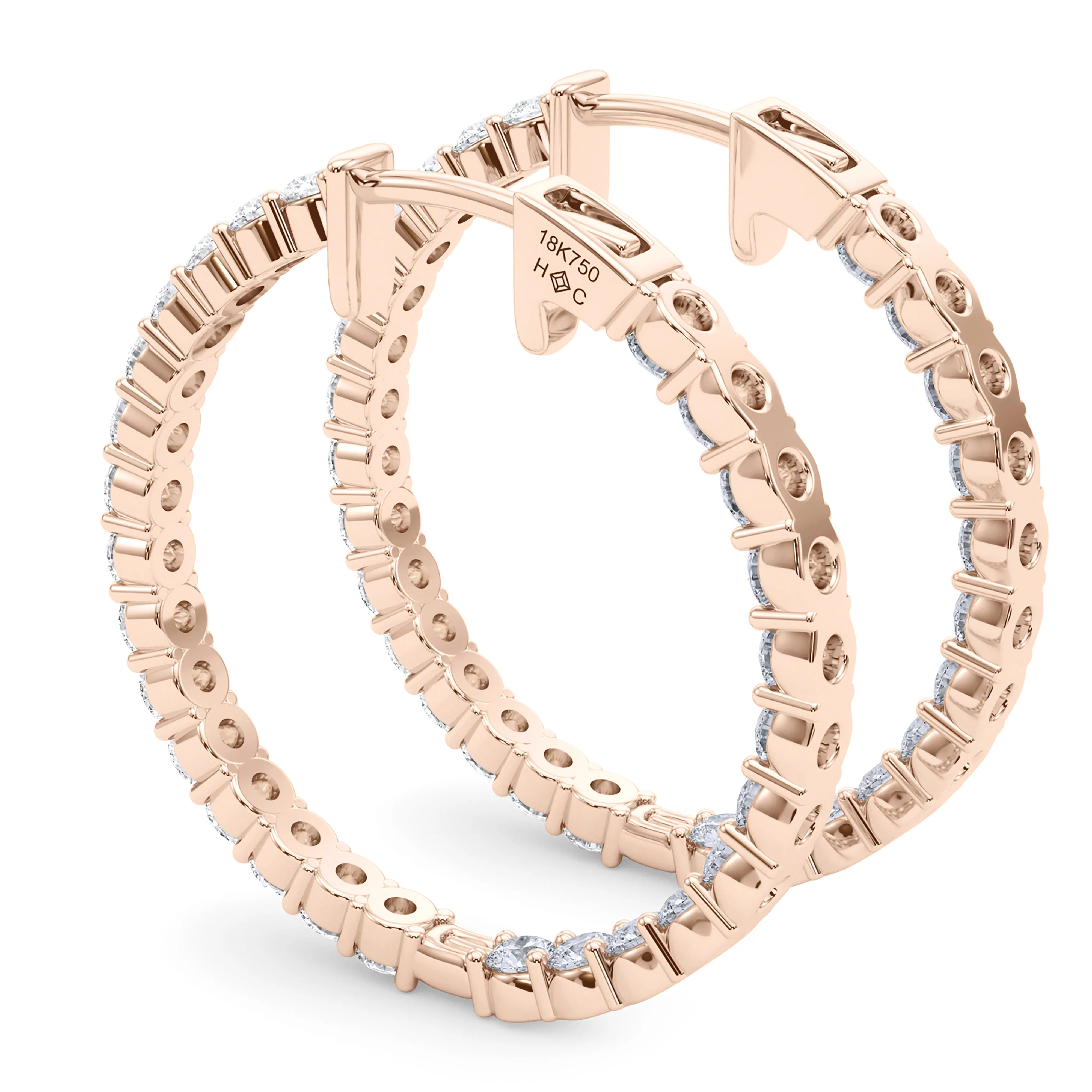 Round Shape Diamond & Birthstone Inside Out Hoops