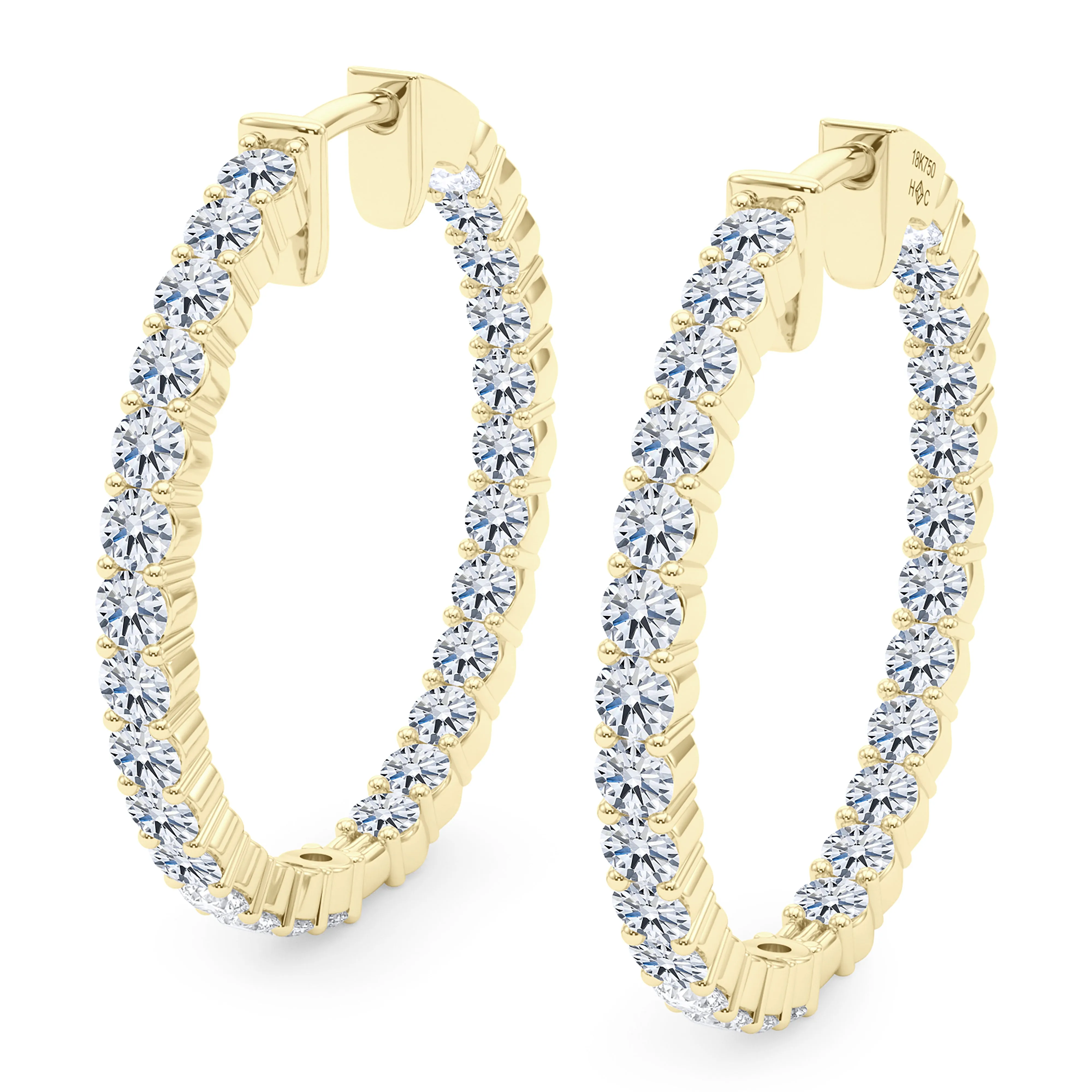 Round Shape Diamond & Birthstone Inside Out Hoops