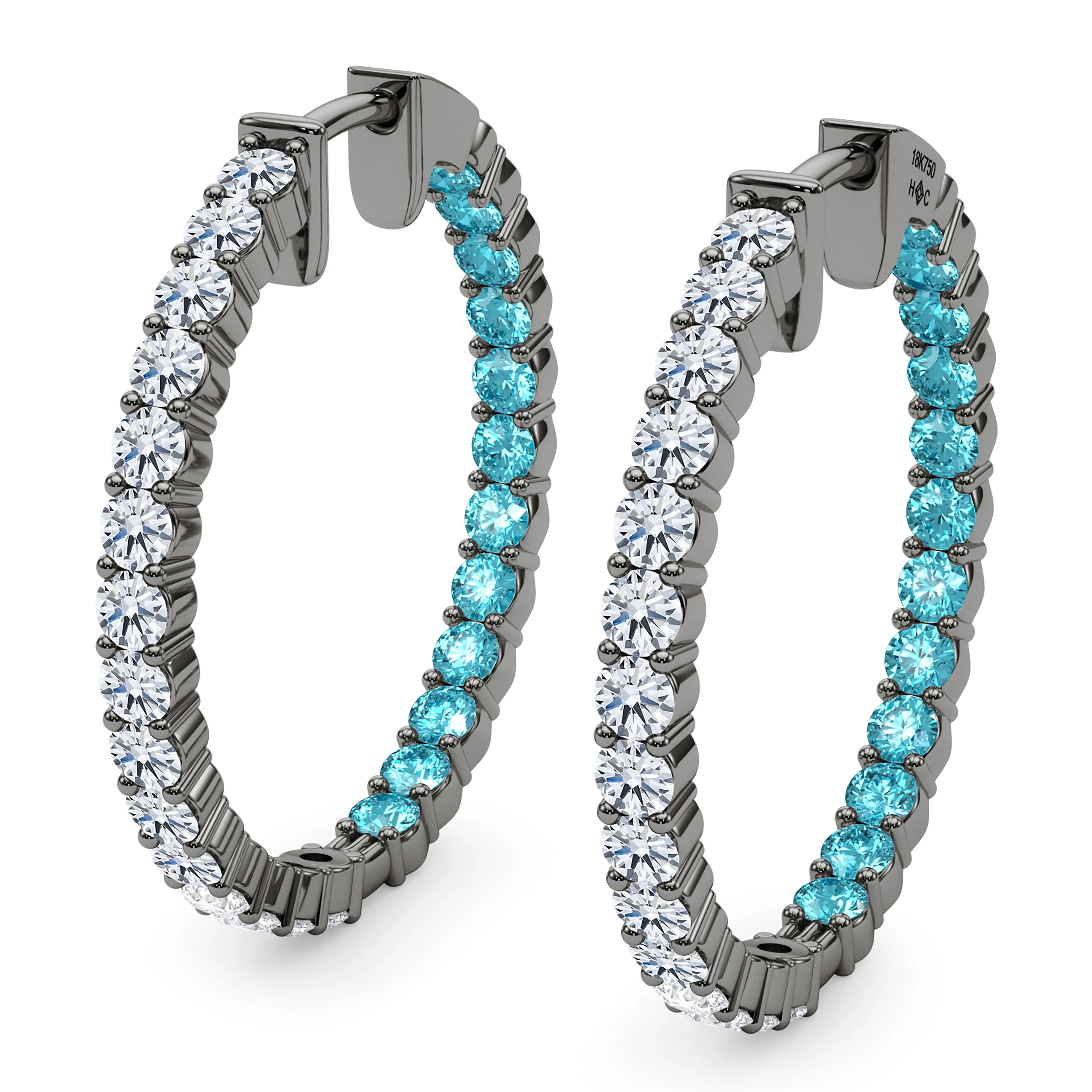 Round Shape Diamond & Birthstone Inside Out Hoops