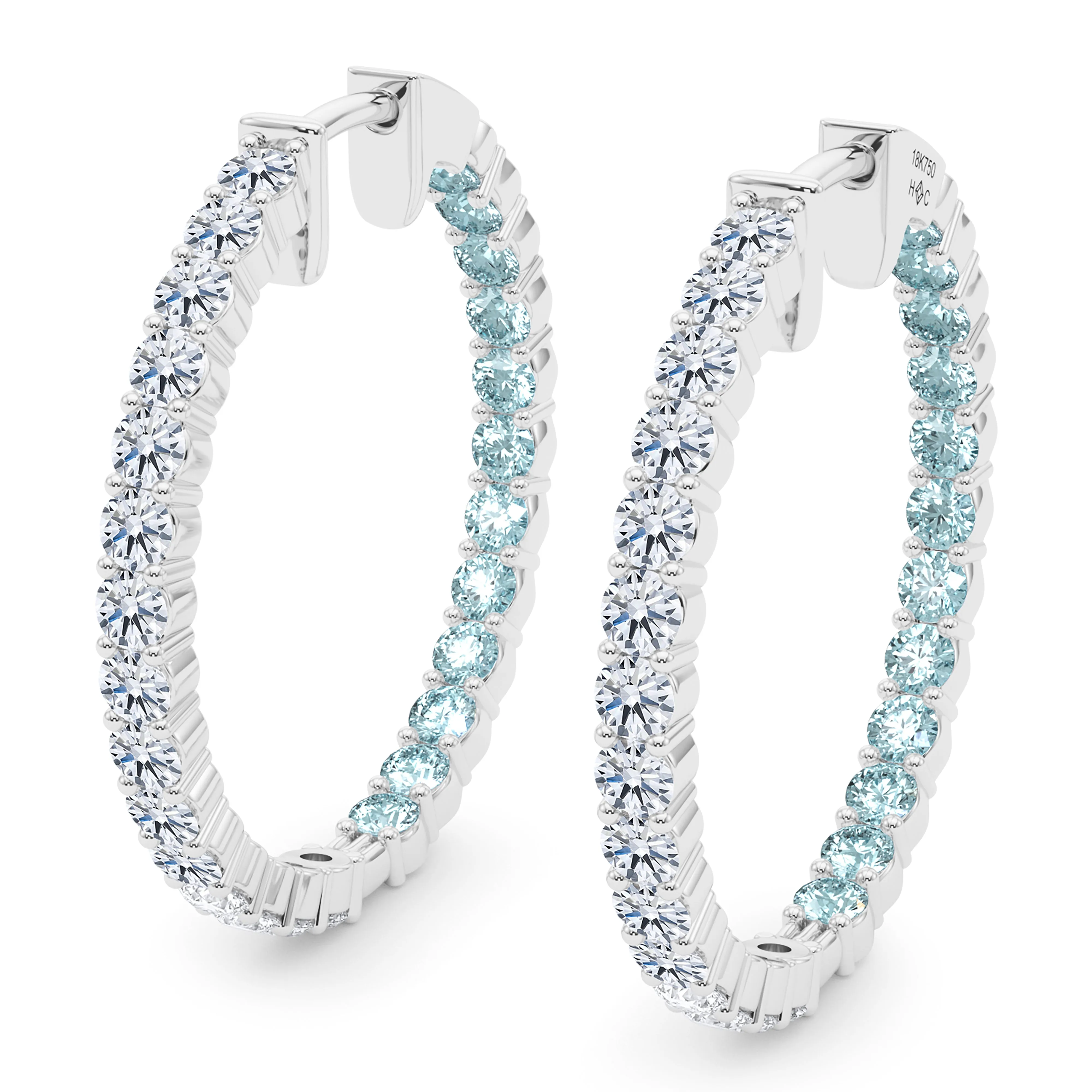 Round Shape Diamond & Birthstone Inside Out Hoops