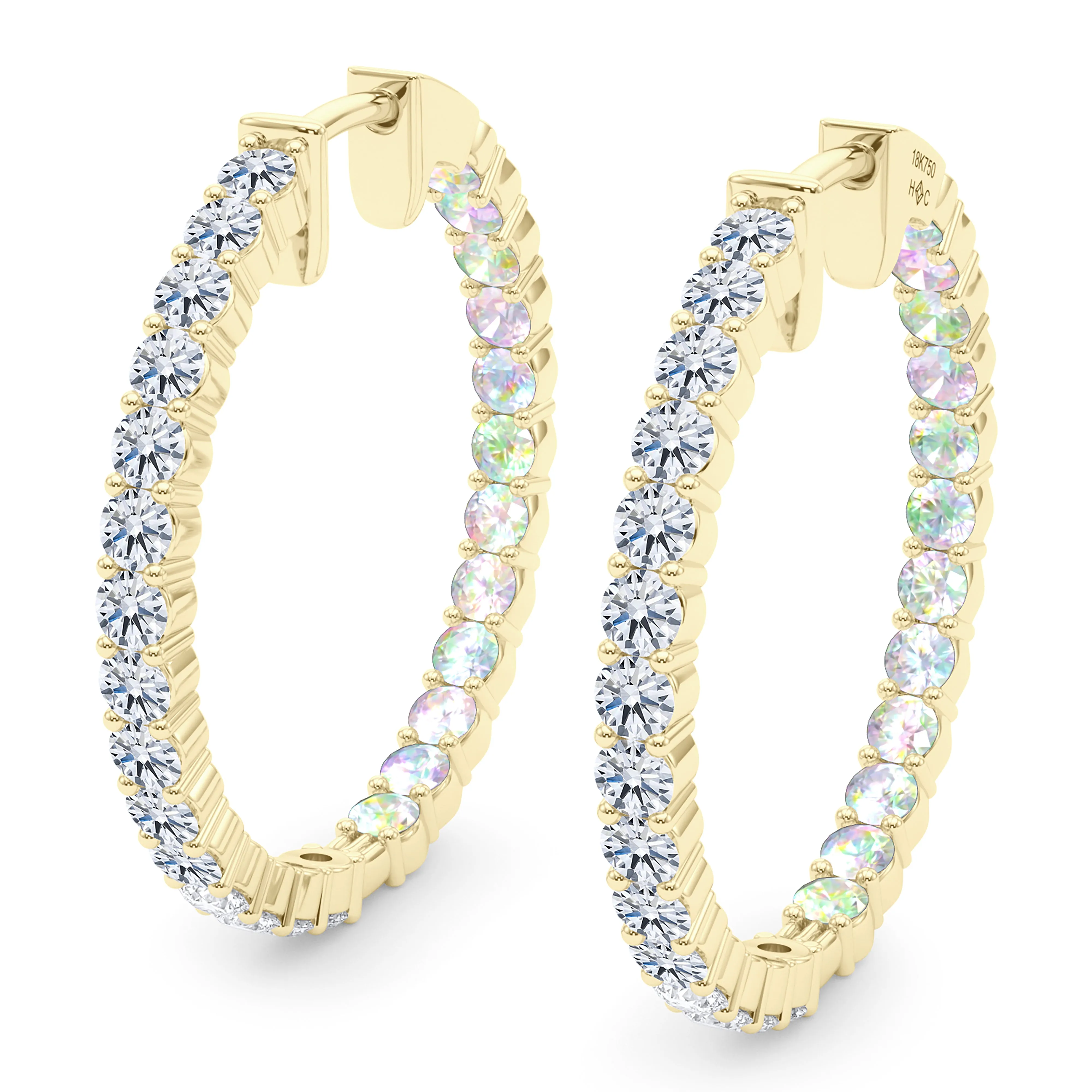 Round Shape Diamond & Birthstone Inside Out Hoops