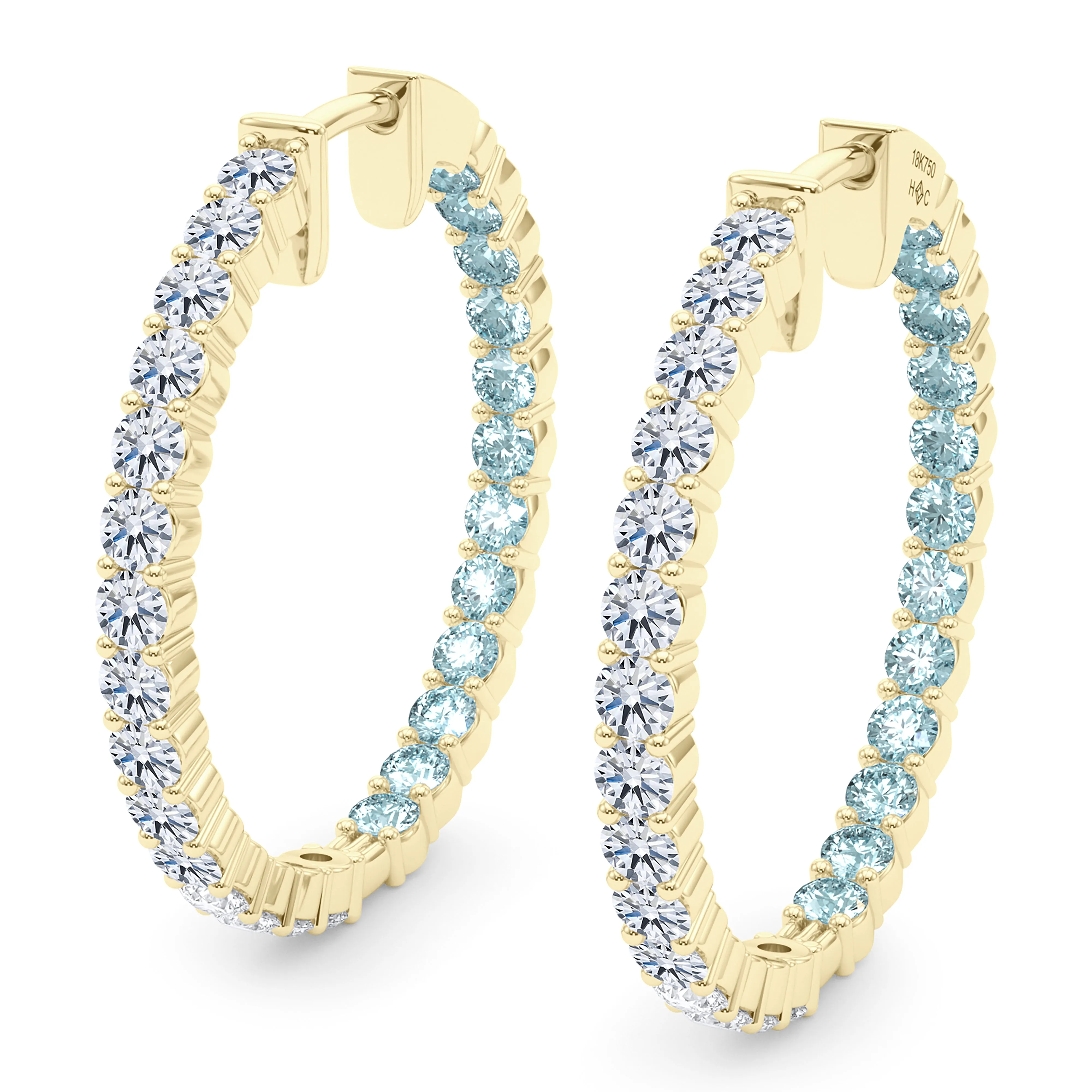 Round Shape Diamond & Birthstone Inside Out Hoops