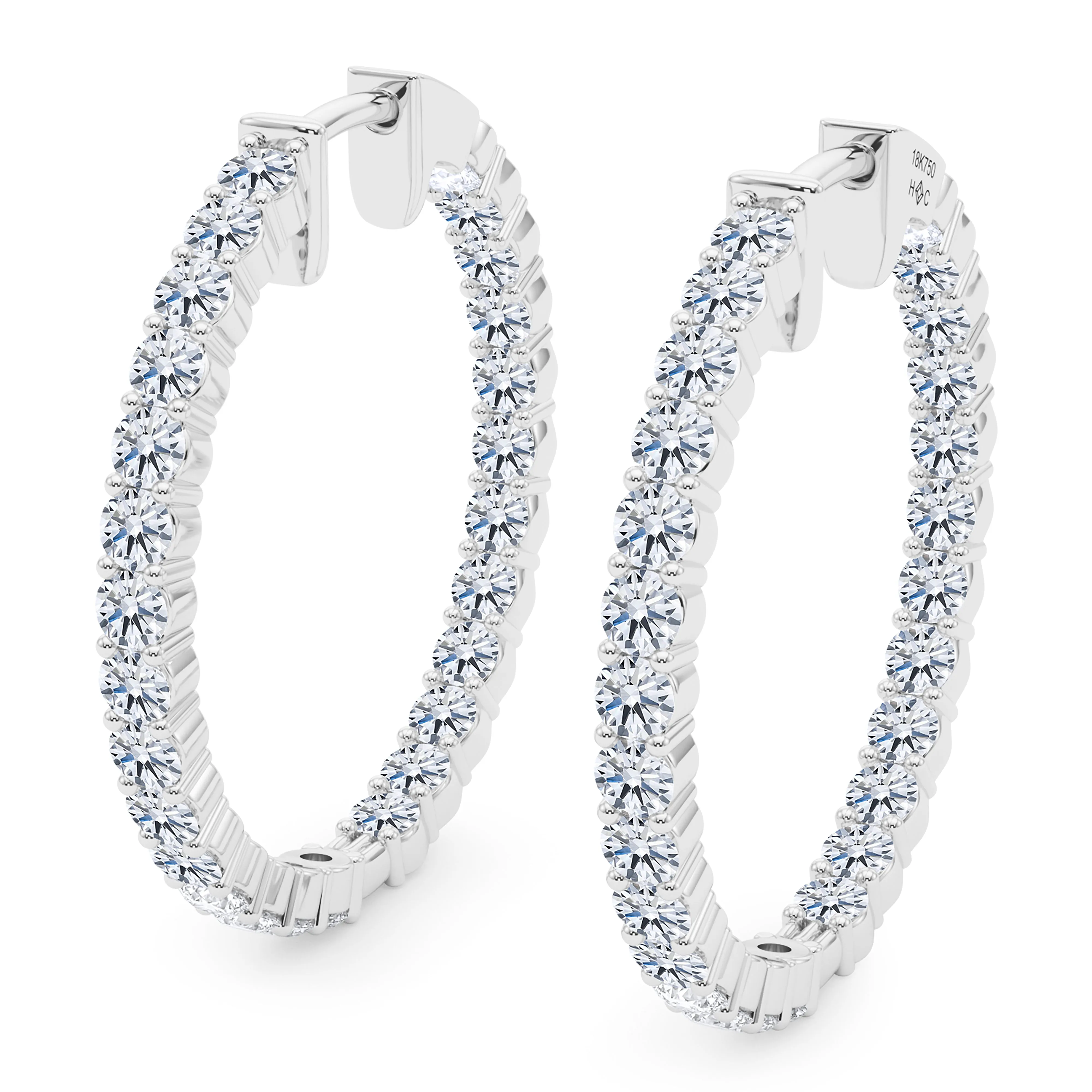 Round Shape Diamond & Birthstone Inside Out Hoops