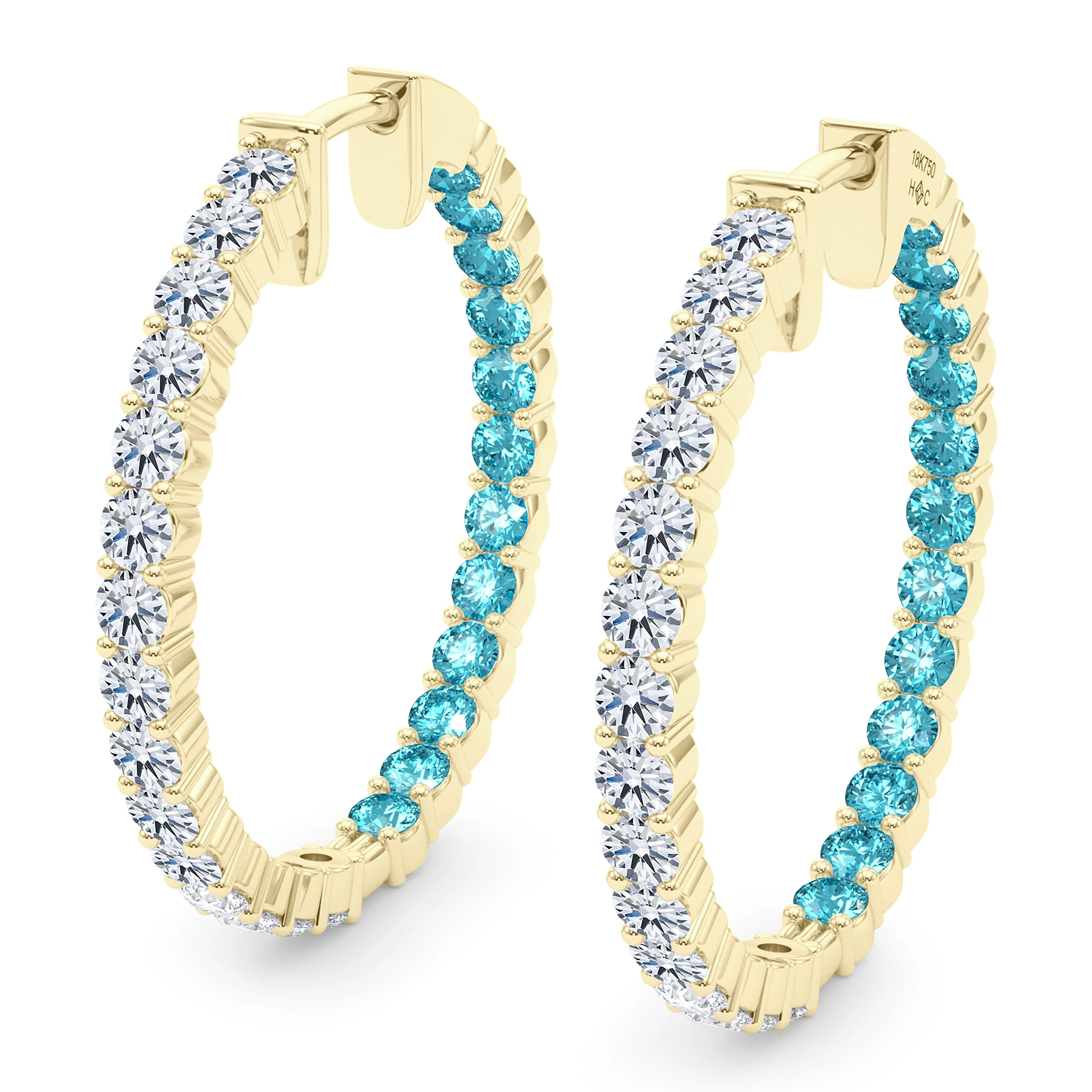 Round Shape Diamond & Birthstone Inside Out Hoops