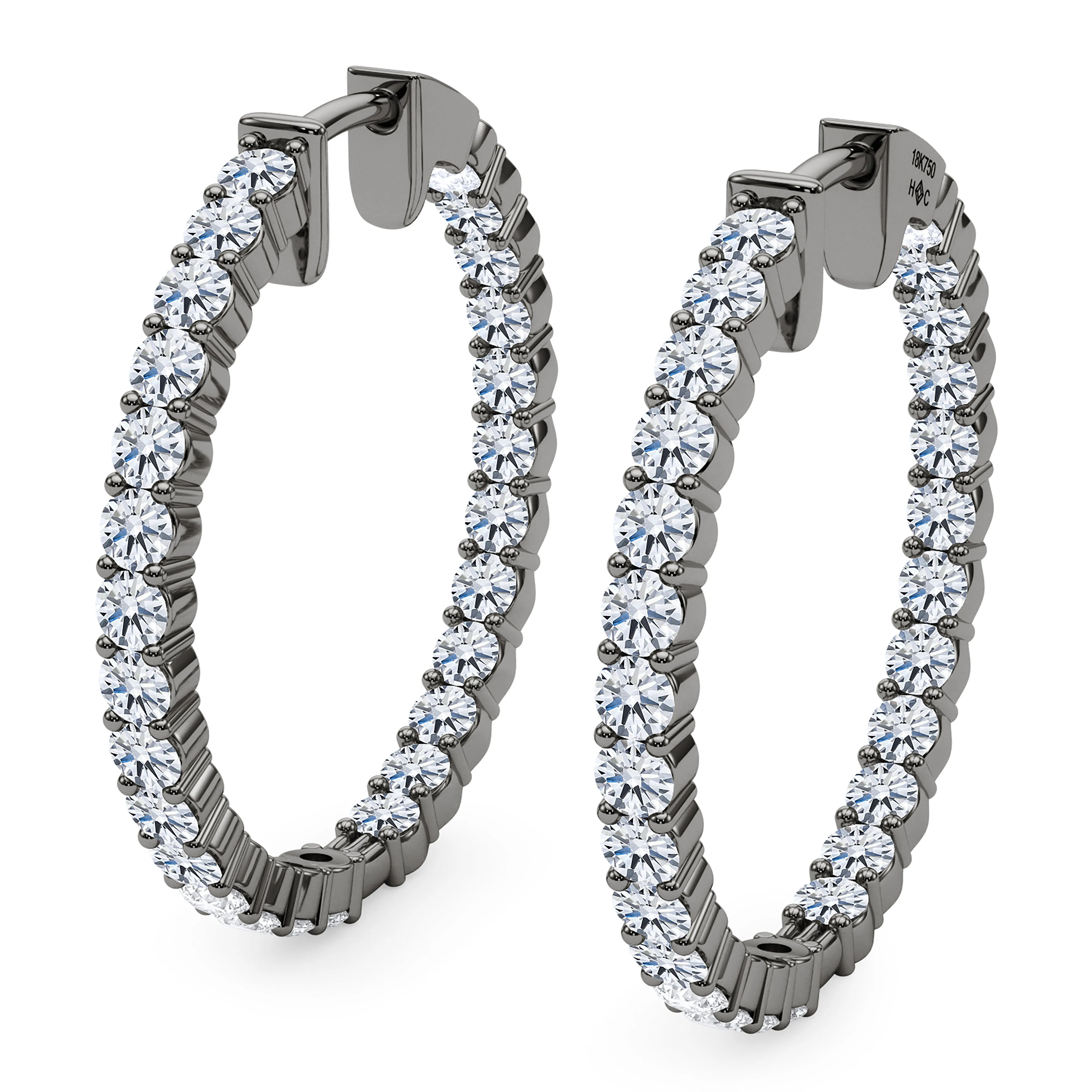 Round Shape Diamond & Birthstone Inside Out Hoops