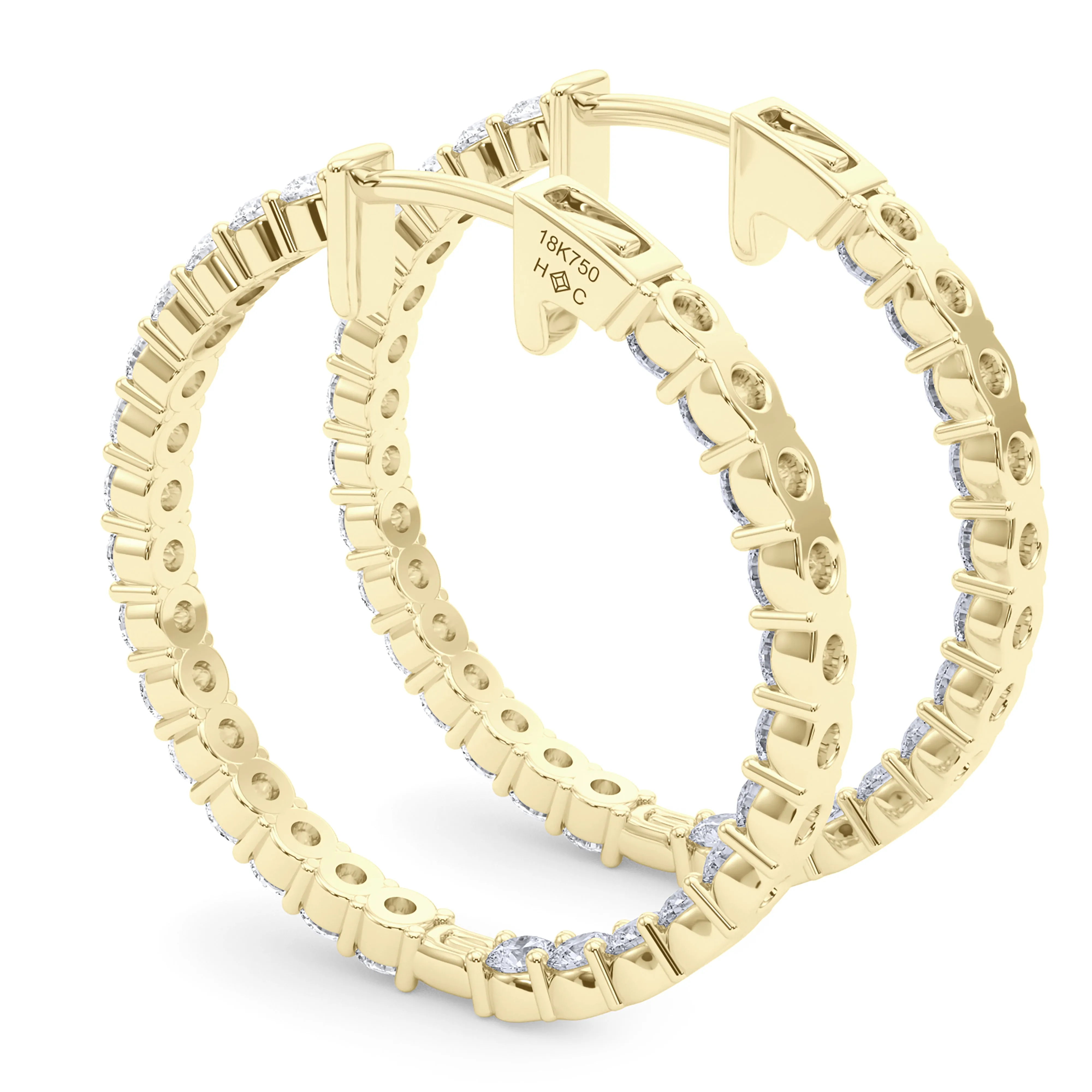 Round Shape Diamond & Birthstone Inside Out Hoops