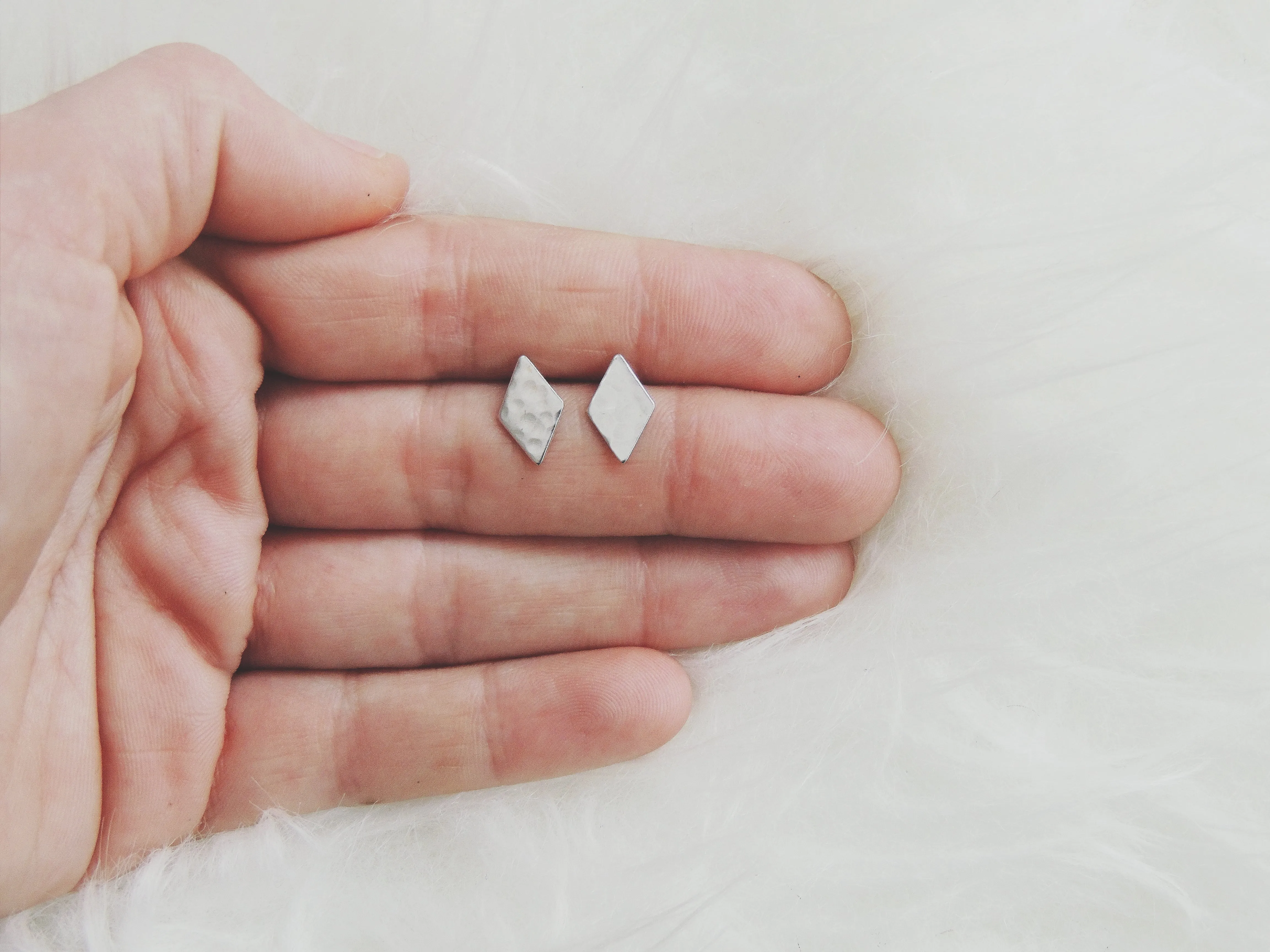 SALE- Hammered Diamond Studs