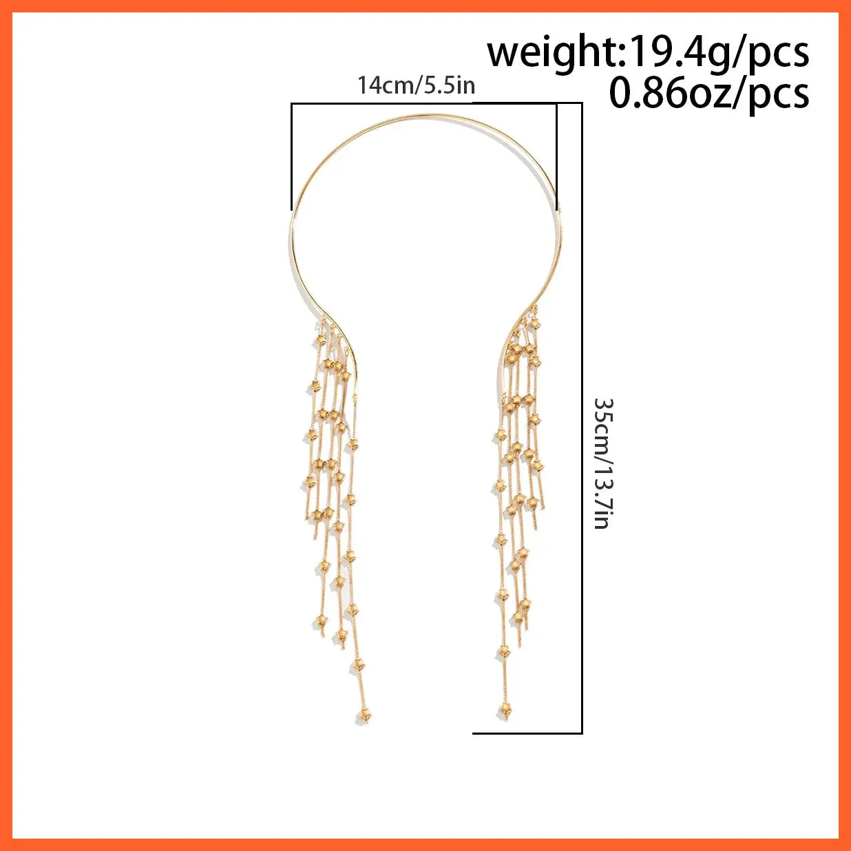 Sexy Goth Long Tassel Star Crystal Sequin Pendant Open Torques Choker Necklace For Women