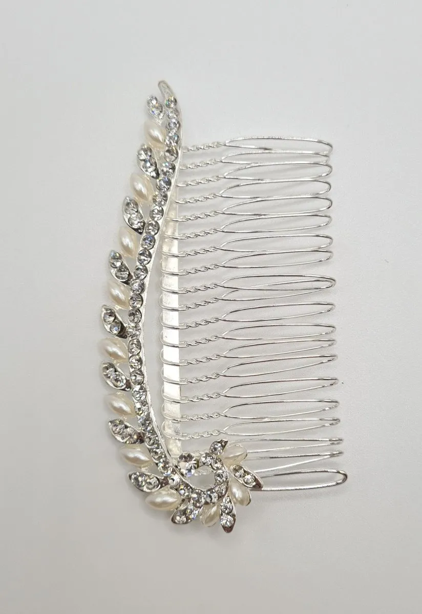 Silver Bridal Pearl & Diamanté Comb