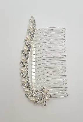 Silver Bridal Pearl & Diamanté Comb
