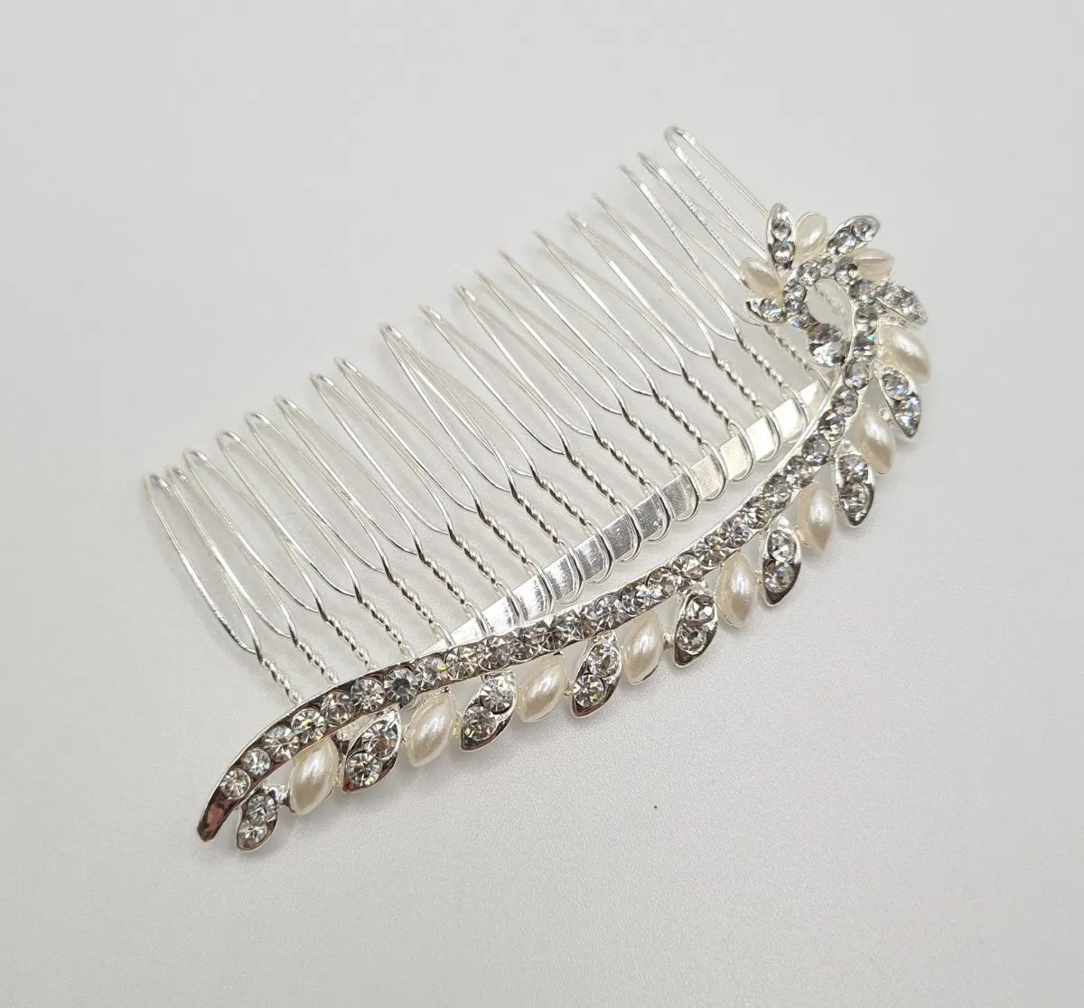 Silver Bridal Pearl & Diamanté Comb