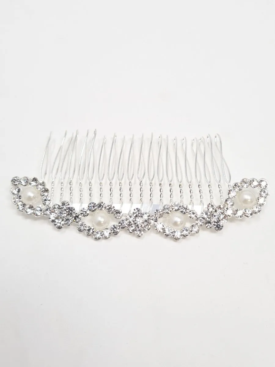Silver Pearl & Diamante Bridal Hair Comb