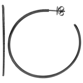 Thin Black Diamond Big Hoops