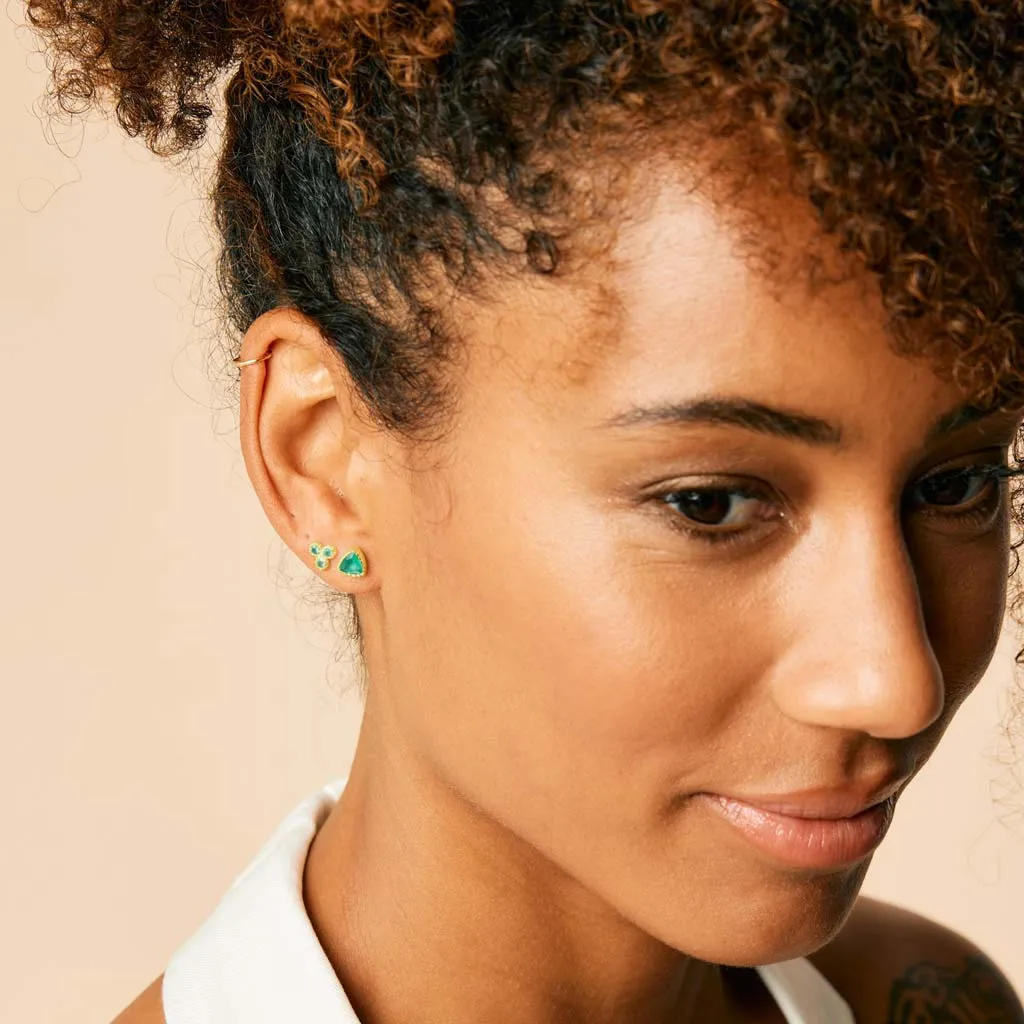 Threeni Stud Earrings - Gold Green Onyx