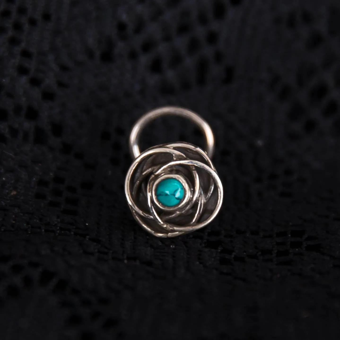 Tribal Rose Nose Stud - Turquoise