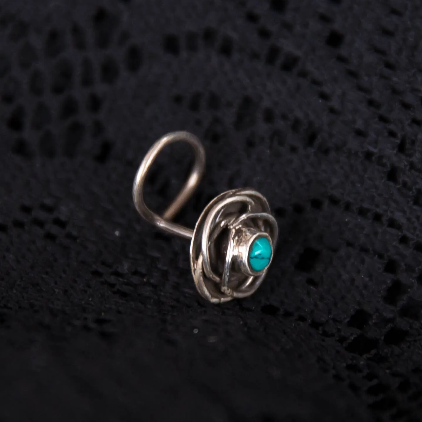 Tribal Rose Nose Stud - Turquoise