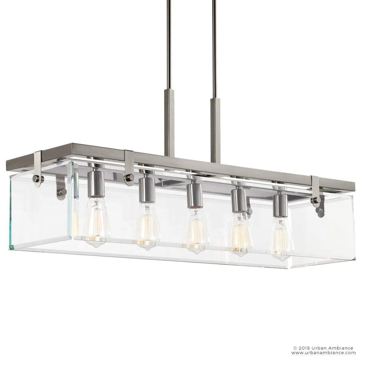 UHP2441 Modern Farmhouse Chandelier, 15-3/4"H x 36-3/4"W, Brushed Nickel Finish, Bristol Collection