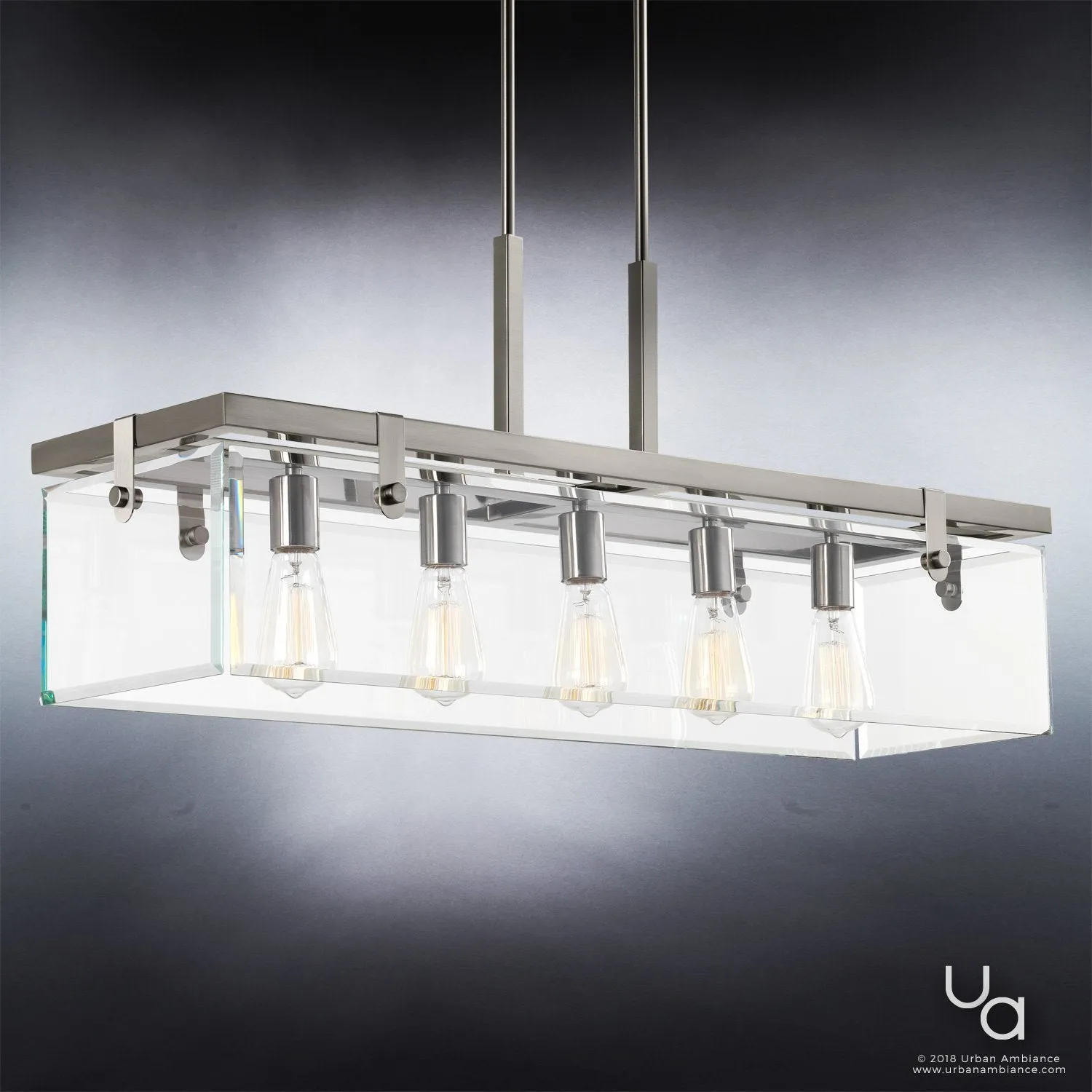 UHP2441 Modern Farmhouse Chandelier, 15-3/4"H x 36-3/4"W, Brushed Nickel Finish, Bristol Collection