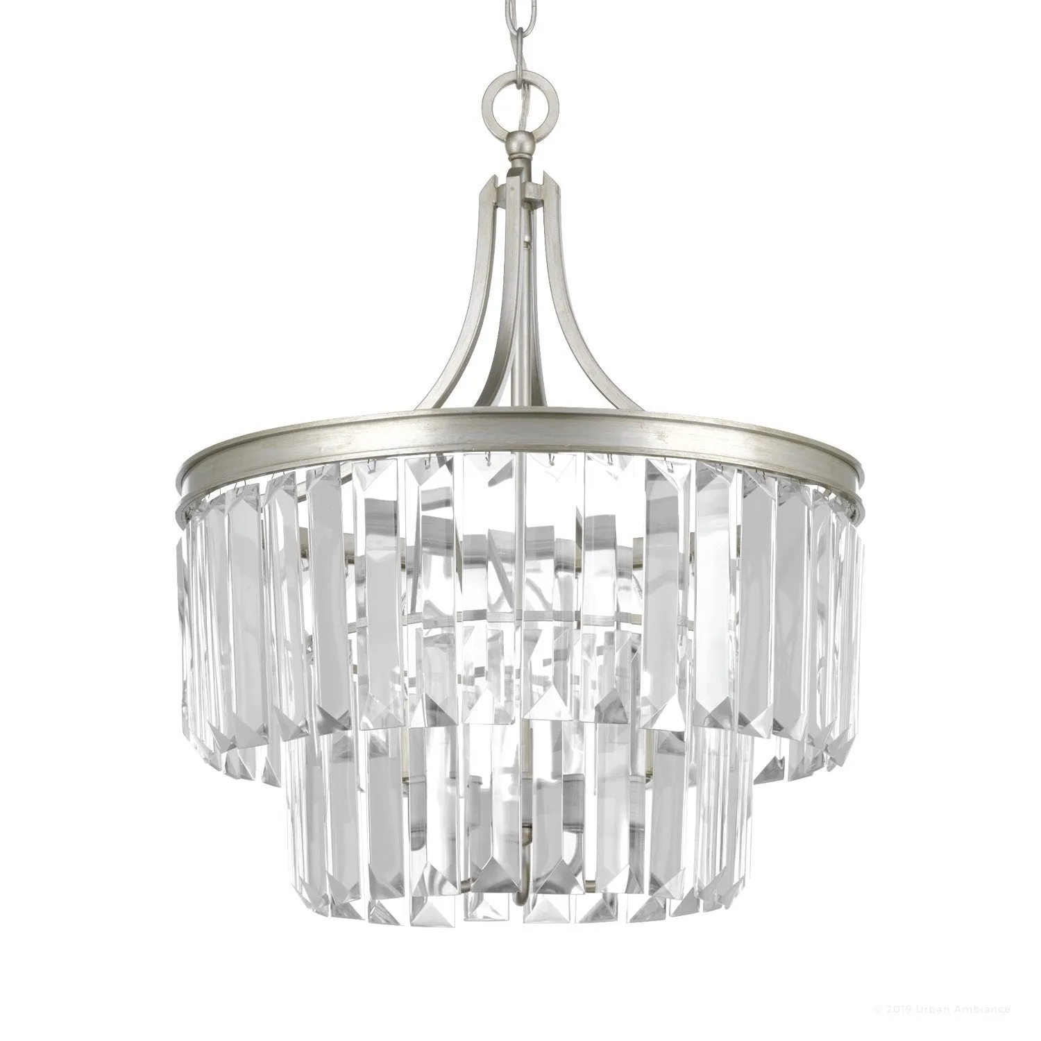 UHP2468 Cosmopolitan Chandelier, 19" x 16-1/4", Antique Silver Finish, Lille Collection