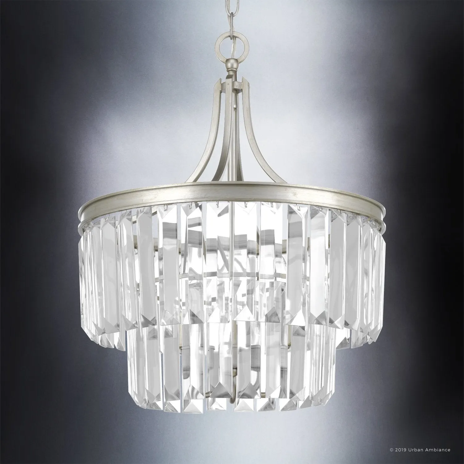 UHP2468 Cosmopolitan Chandelier, 19" x 16-1/4", Antique Silver Finish, Lille Collection