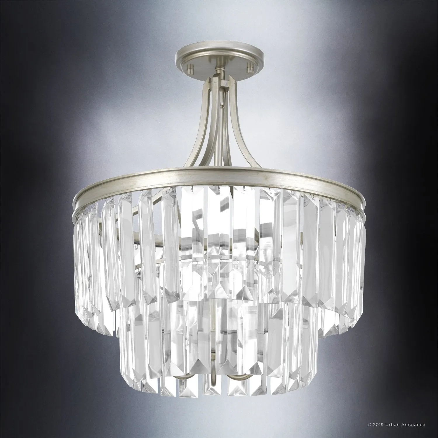 UHP2468 Cosmopolitan Chandelier, 19" x 16-1/4", Antique Silver Finish, Lille Collection