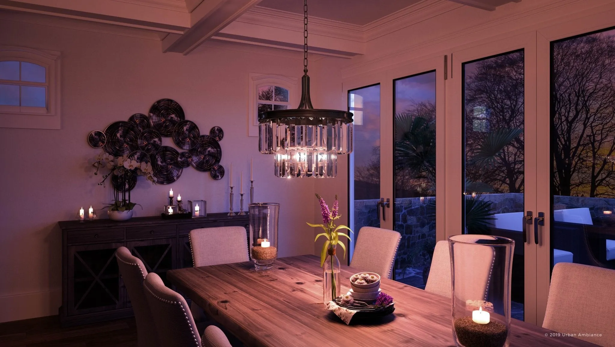 UHP2469 Cosmopolitan Chandelier, 19" x 16-1/4", Olde Bronze Finish, Lille Collection