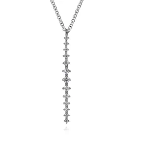 White Gold Diamond Drop Bar Vertical Pendant Necklace, 0.33 cttw