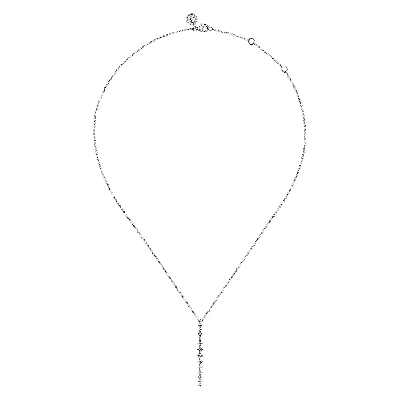 White Gold Diamond Drop Bar Vertical Pendant Necklace, 0.33 cttw